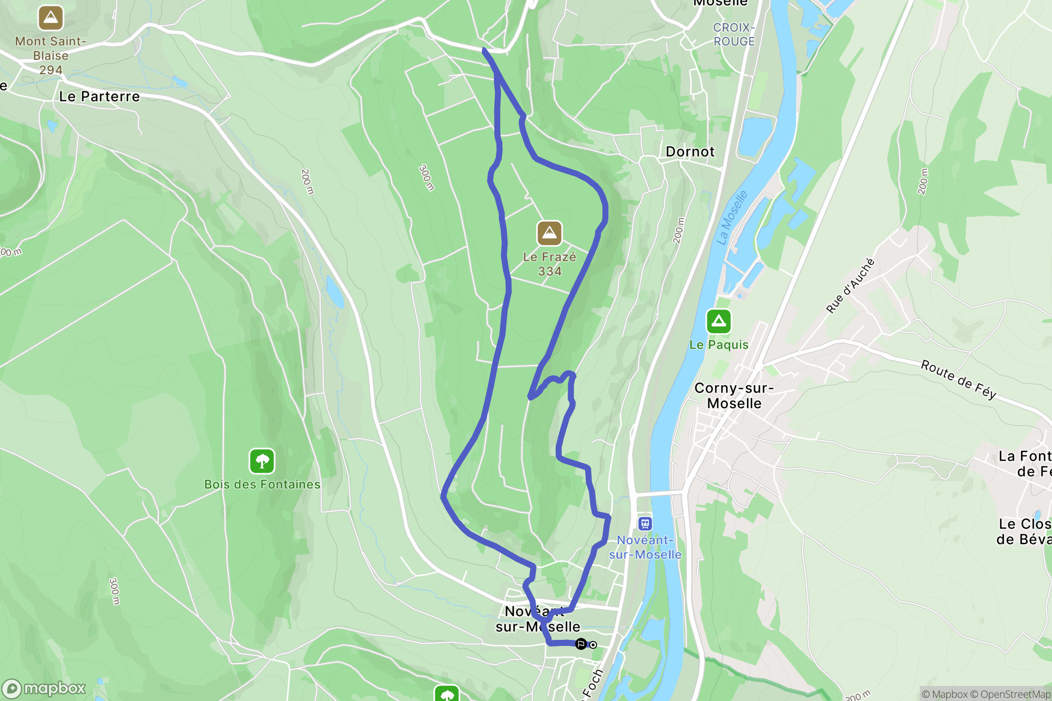 Novéant-sur-Moselle : carte du parcours de randonnée - France