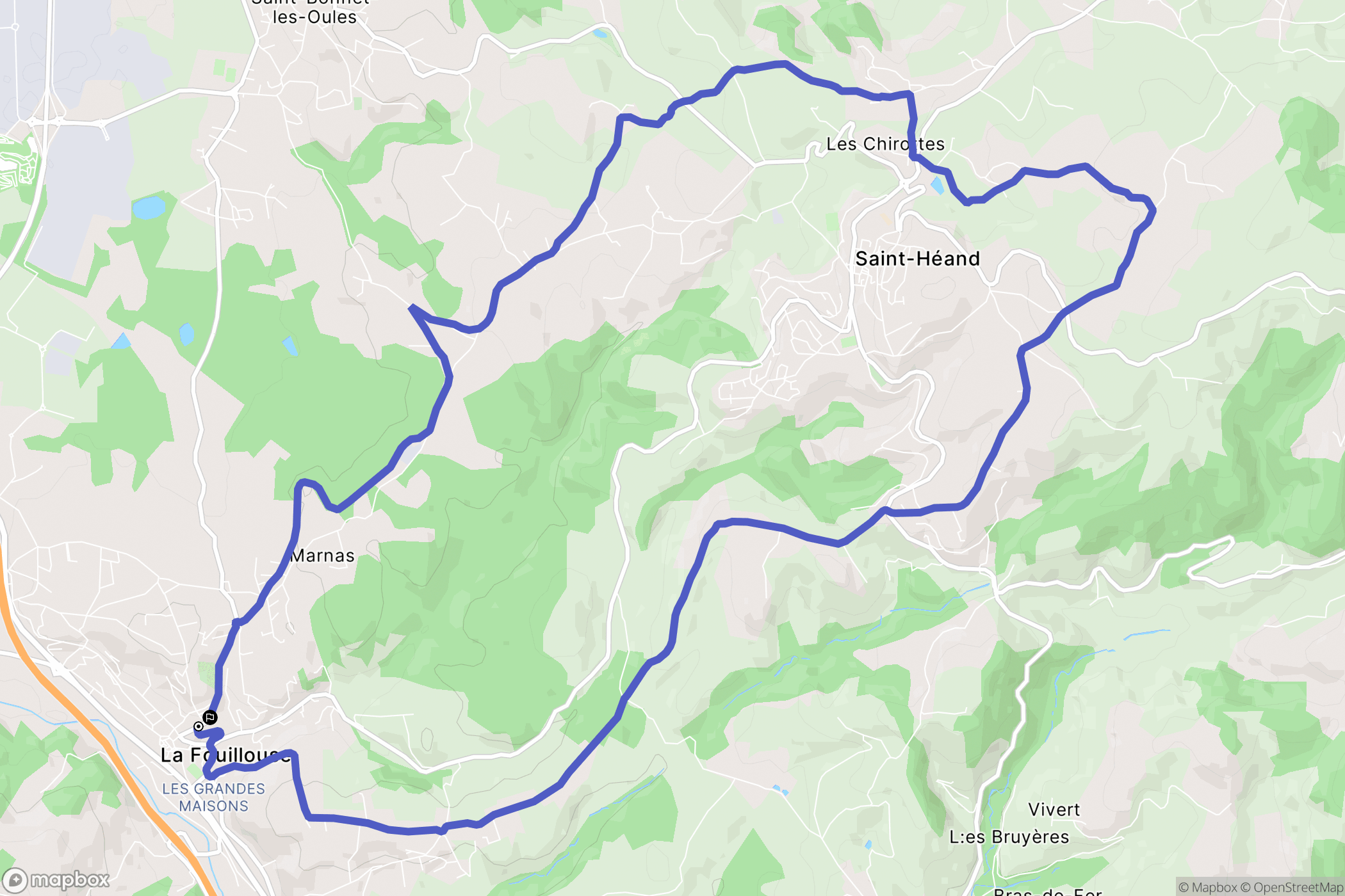 La Fouillouse : carte du parcours de randonnée - France