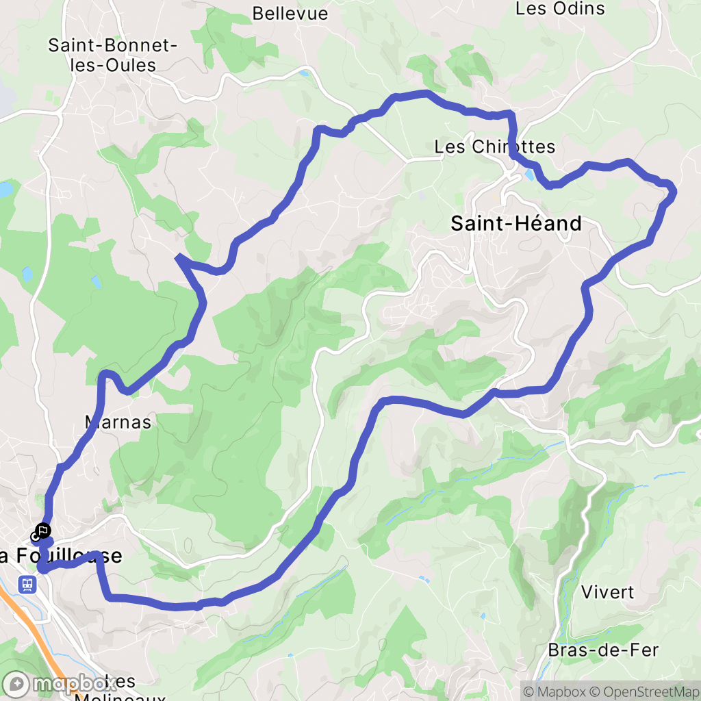 La Fouillouse : carte du parcours de randonnée - France