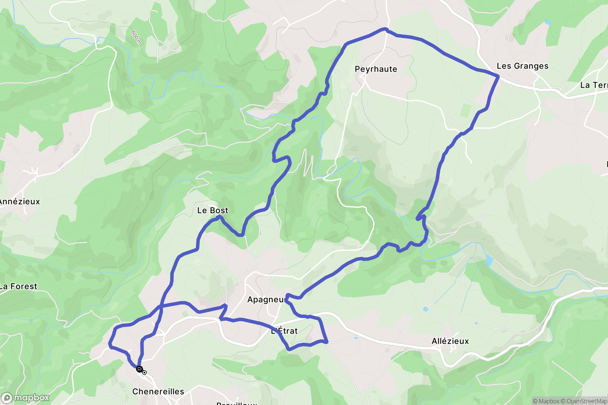 Chenereilles : carte du parcours de randonnée - France