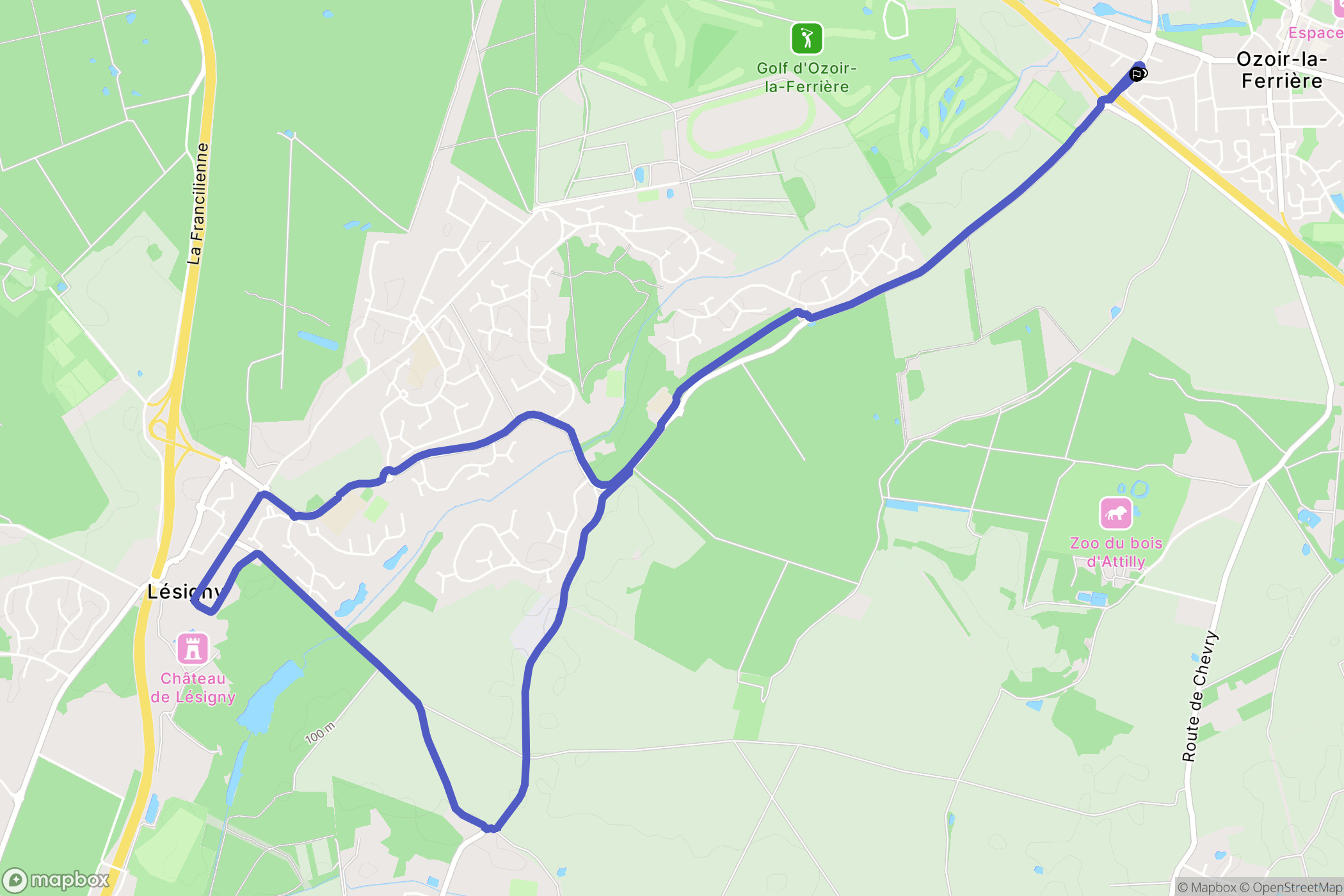 Ozoir-la-Ferrière : carte du parcours de randonnée - France