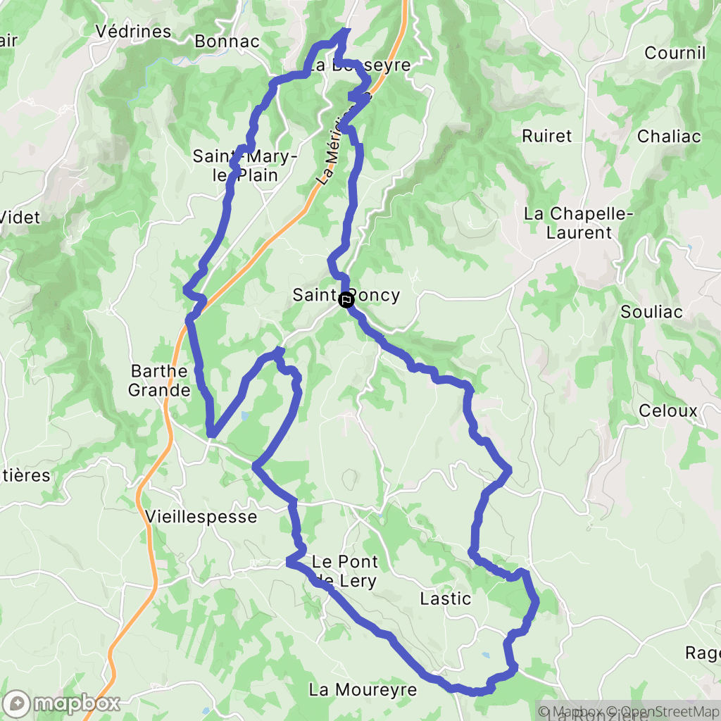 Saint-Poncy : carte du parcours de randonnée - France