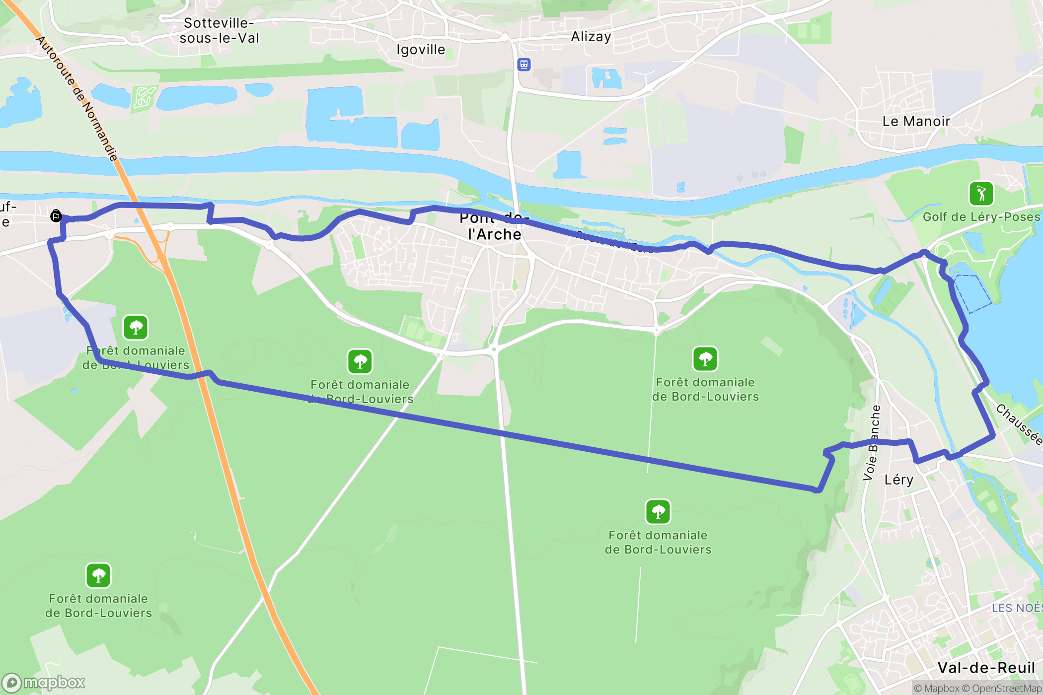 Criquebeuf-sur-Seine : carte du parcours de randonnée - France