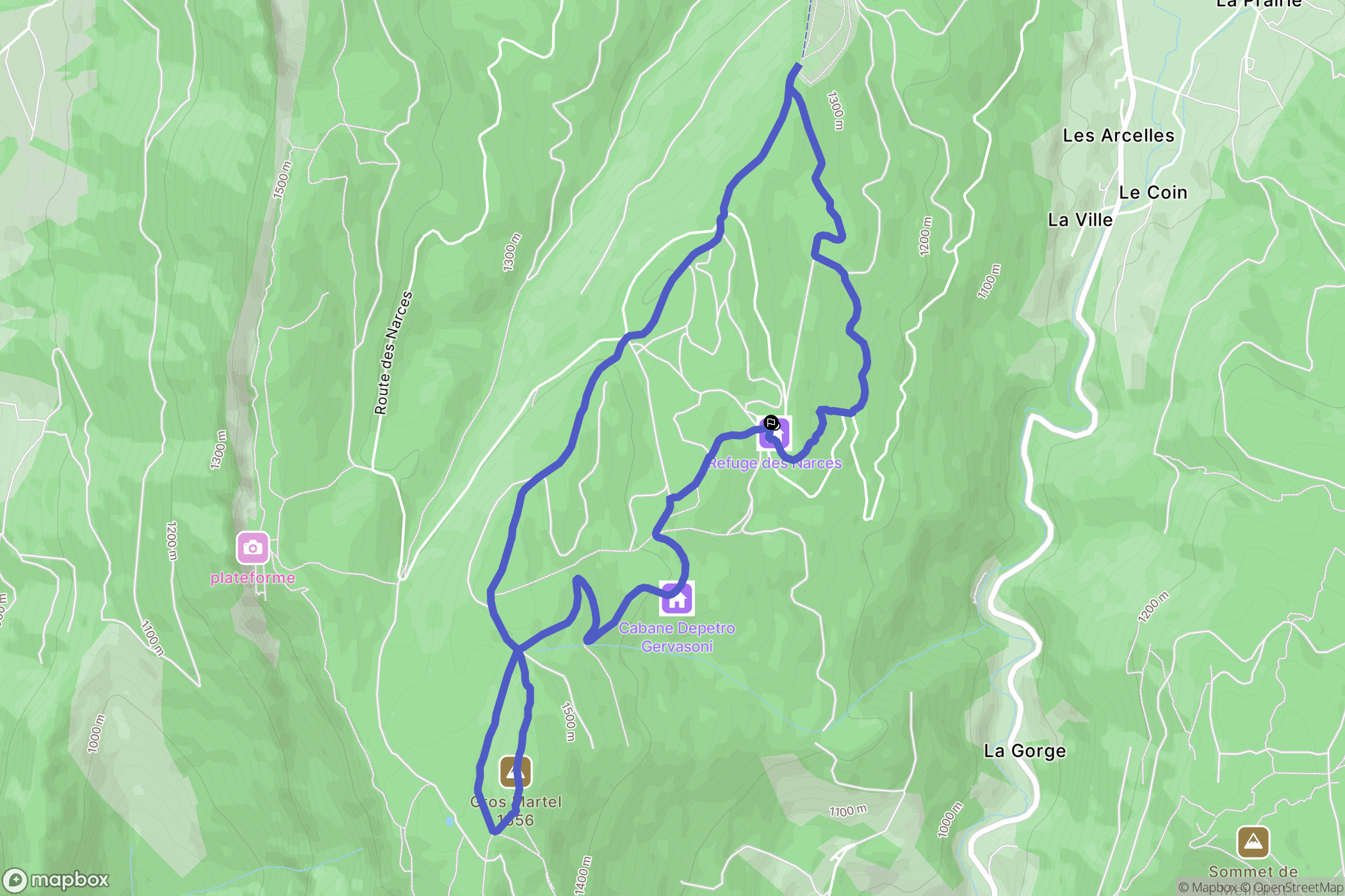 Méaudre : carte du parcours de randonnée - France