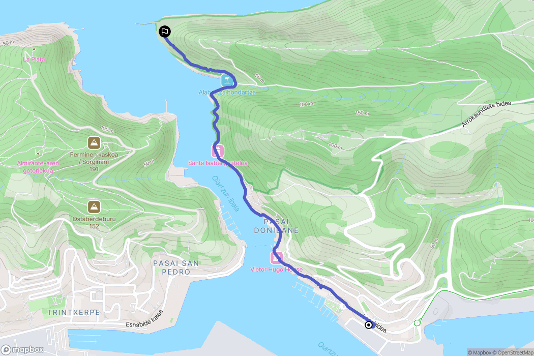 Pasai Donibane : carte du parcours de randonnée - Spain