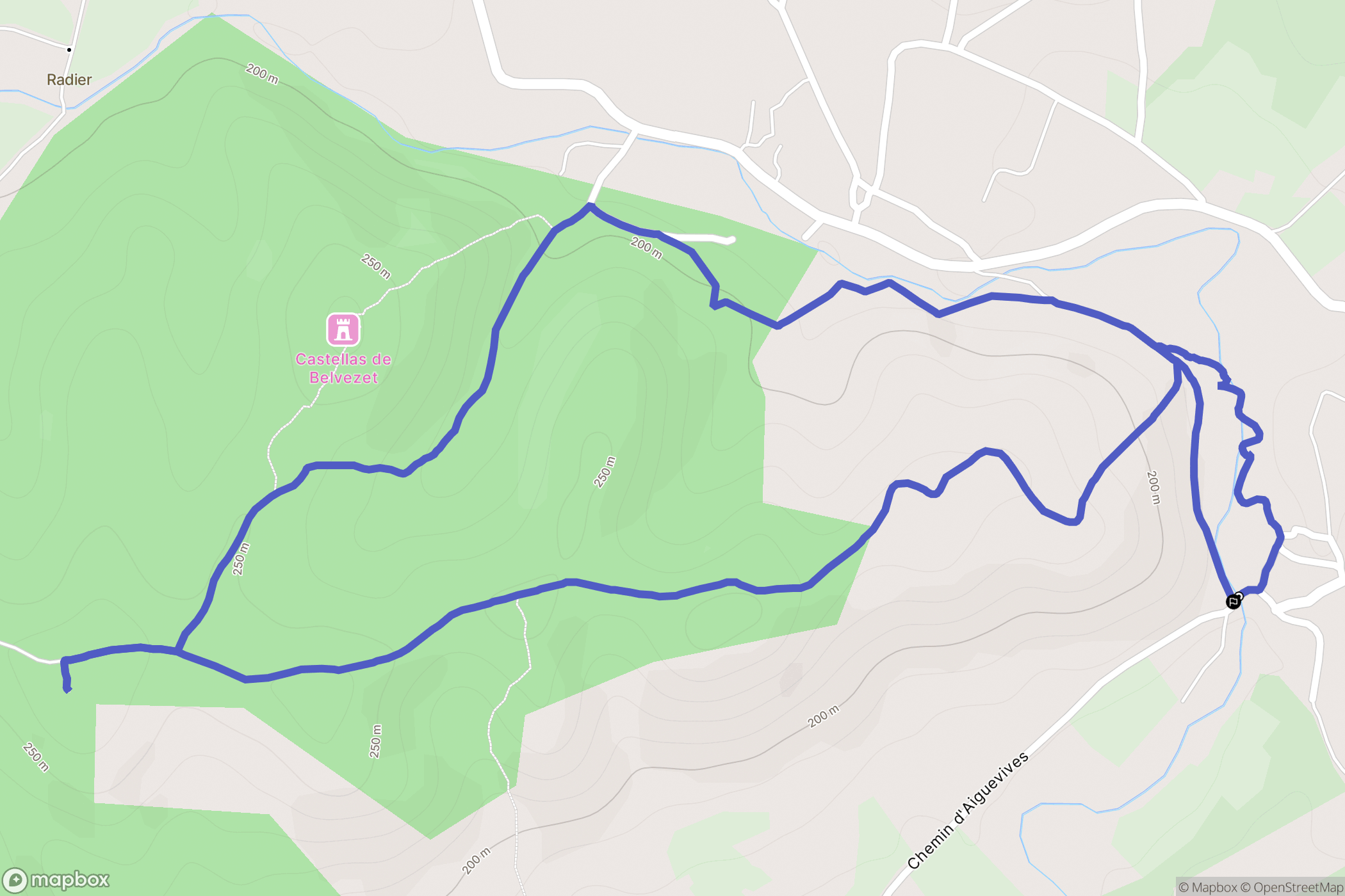 Belvézet : carte du parcours de randonnée - France