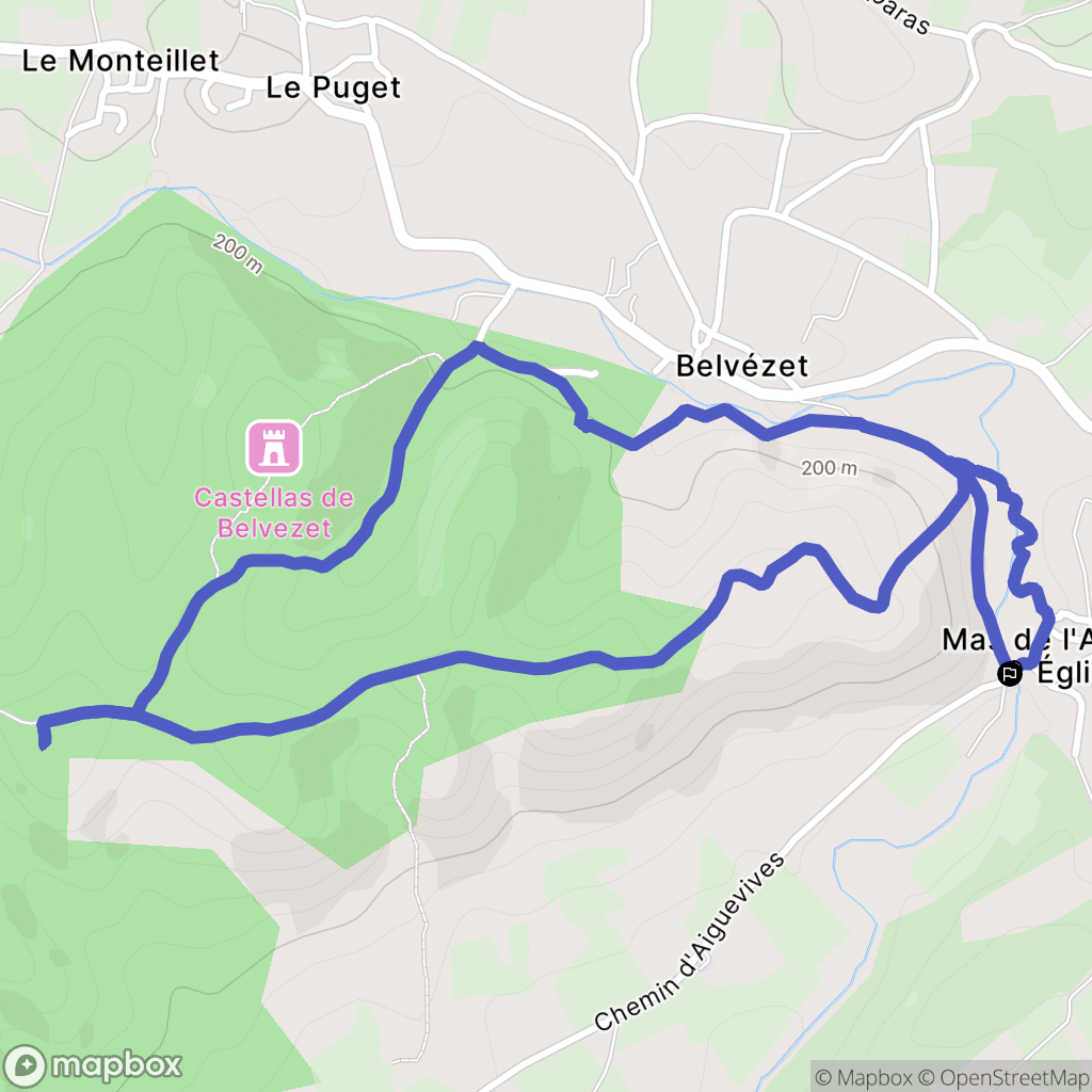 Belvézet : carte du parcours de randonnée - France