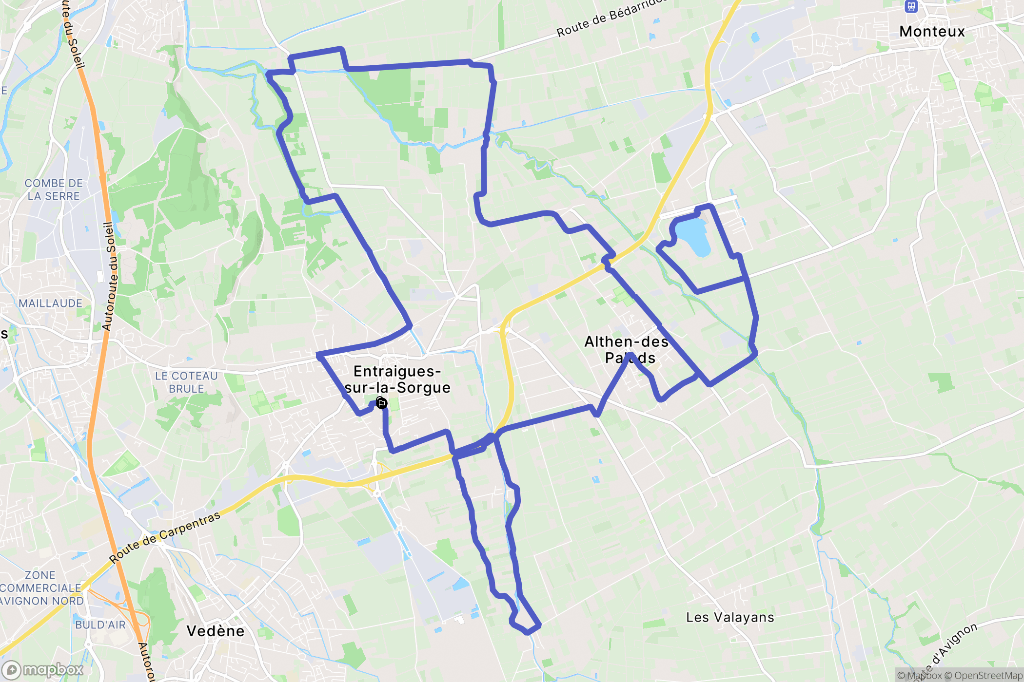 Entraigues-sur-la-Sorgue : carte du parcours de randonnée - France