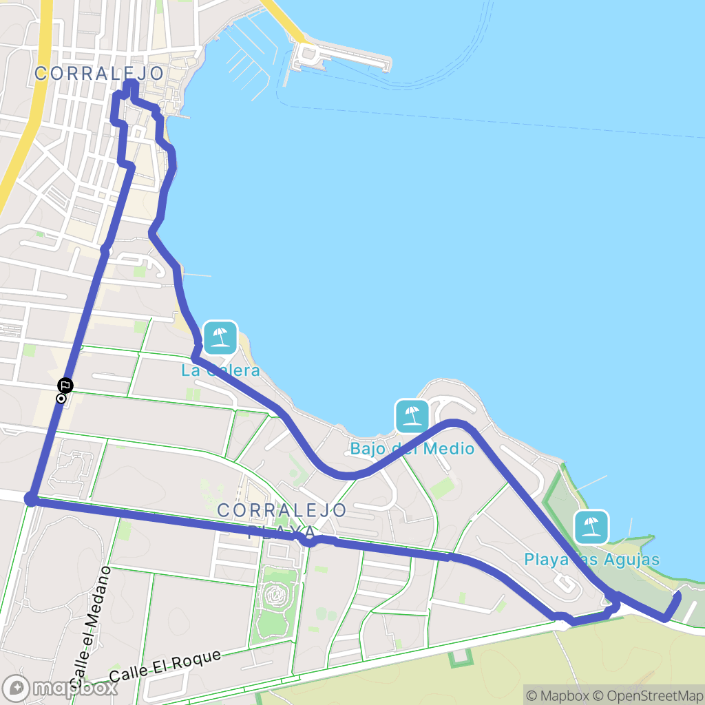 Corralejo : carte du parcours de randonnée - Spain