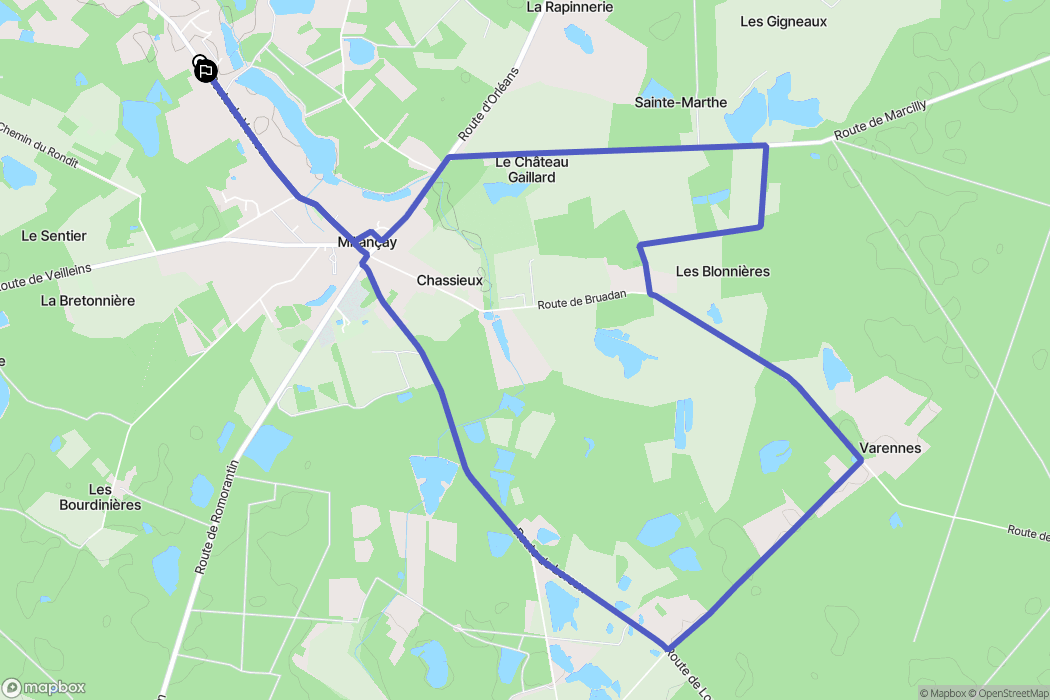 Millançay : carte du parcours de randonnée - France