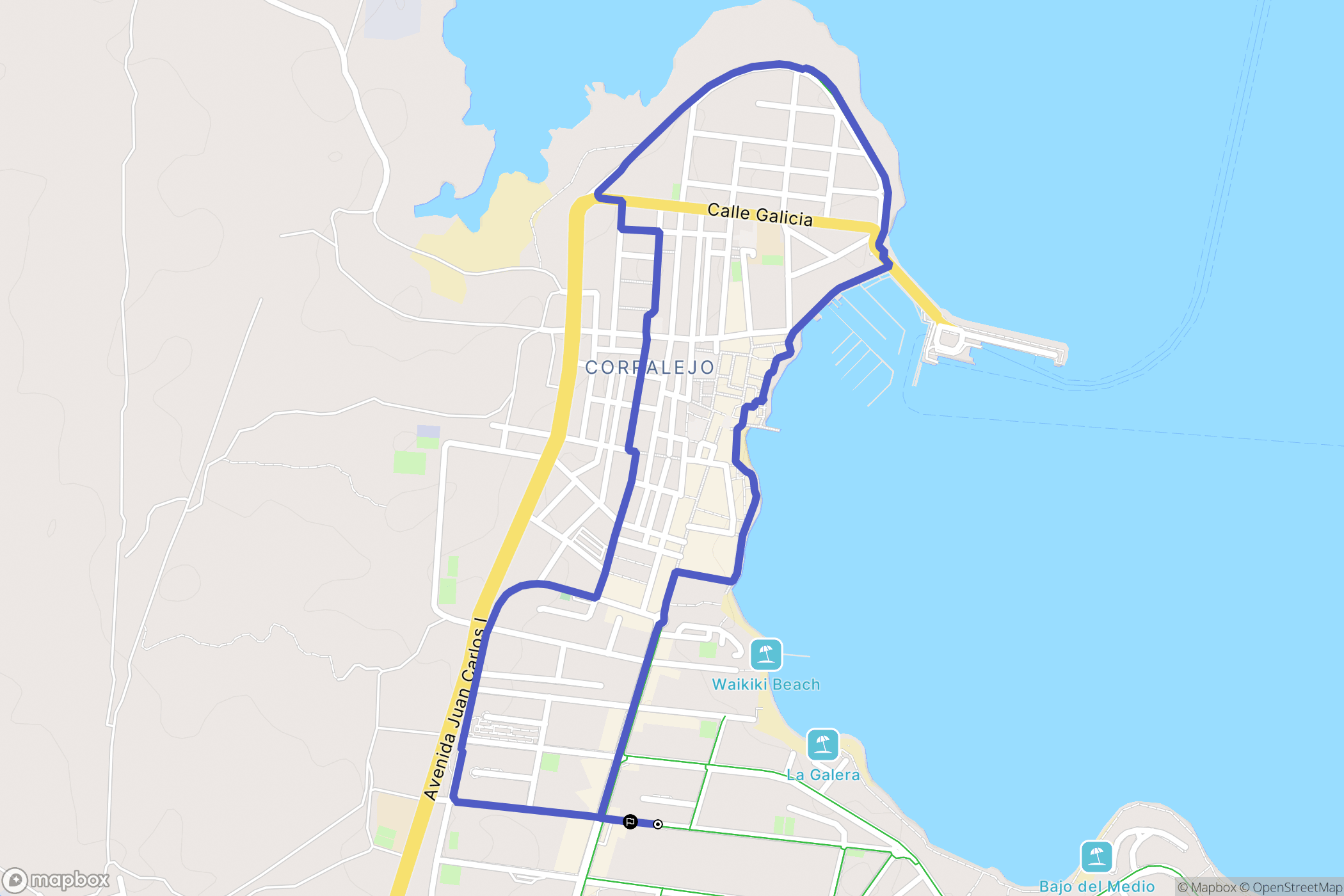 Corralejo : carte du parcours de randonnée - Spain