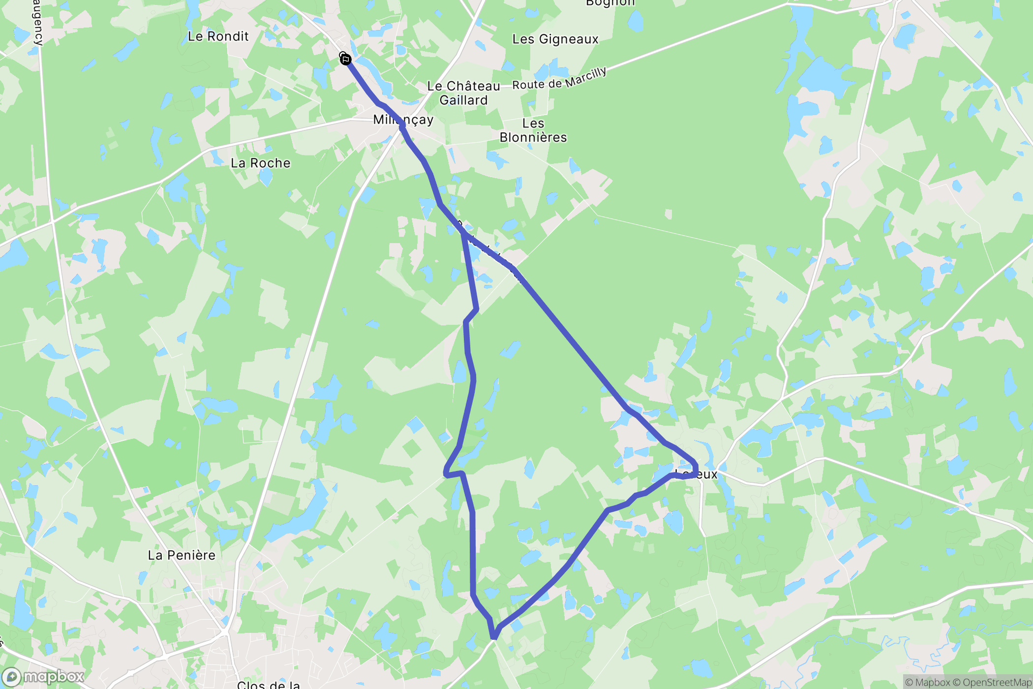 Millançay : carte du parcours de randonnée - France