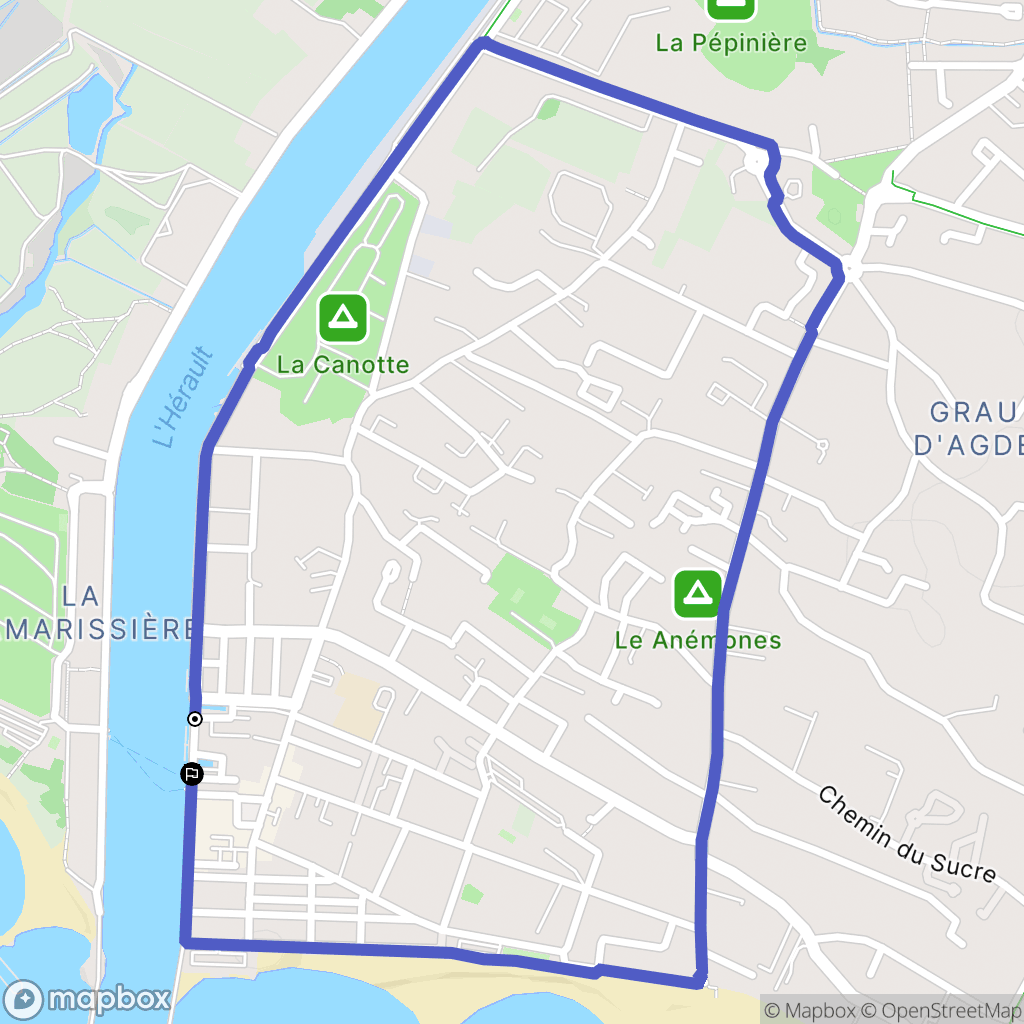 Agde : carte du parcours de randonnée - France