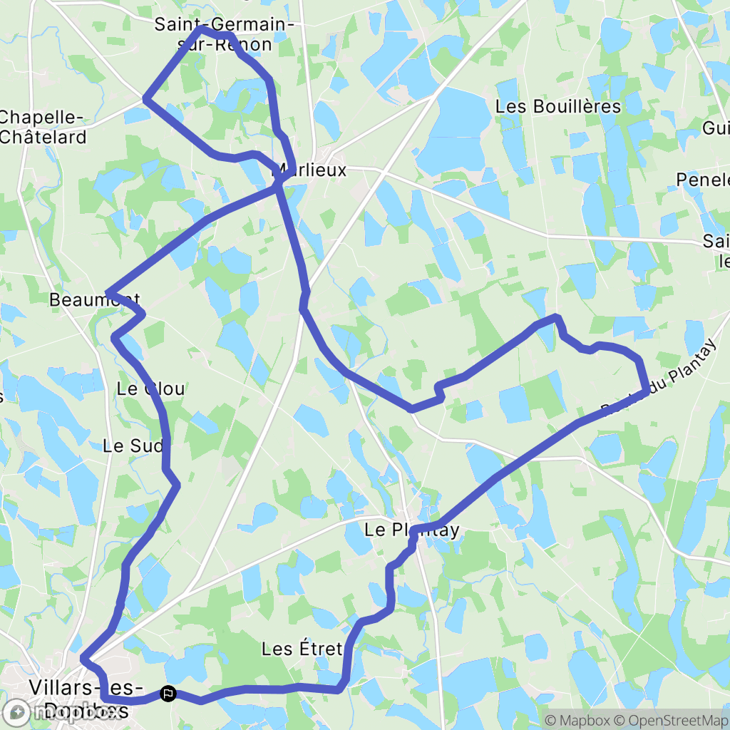 Villars-les-Dombes : carte du parcours de randonnée - France