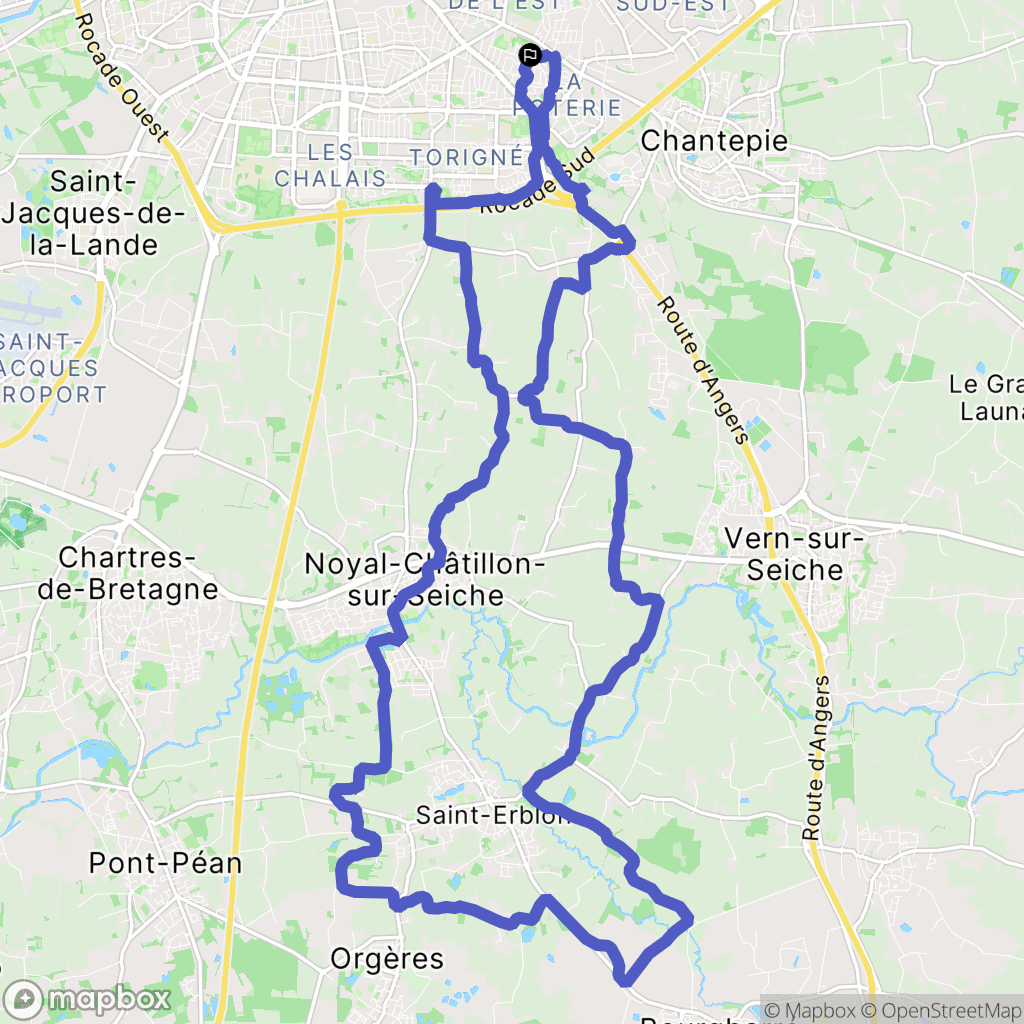 Rennes : carte du parcours de randonnée - France