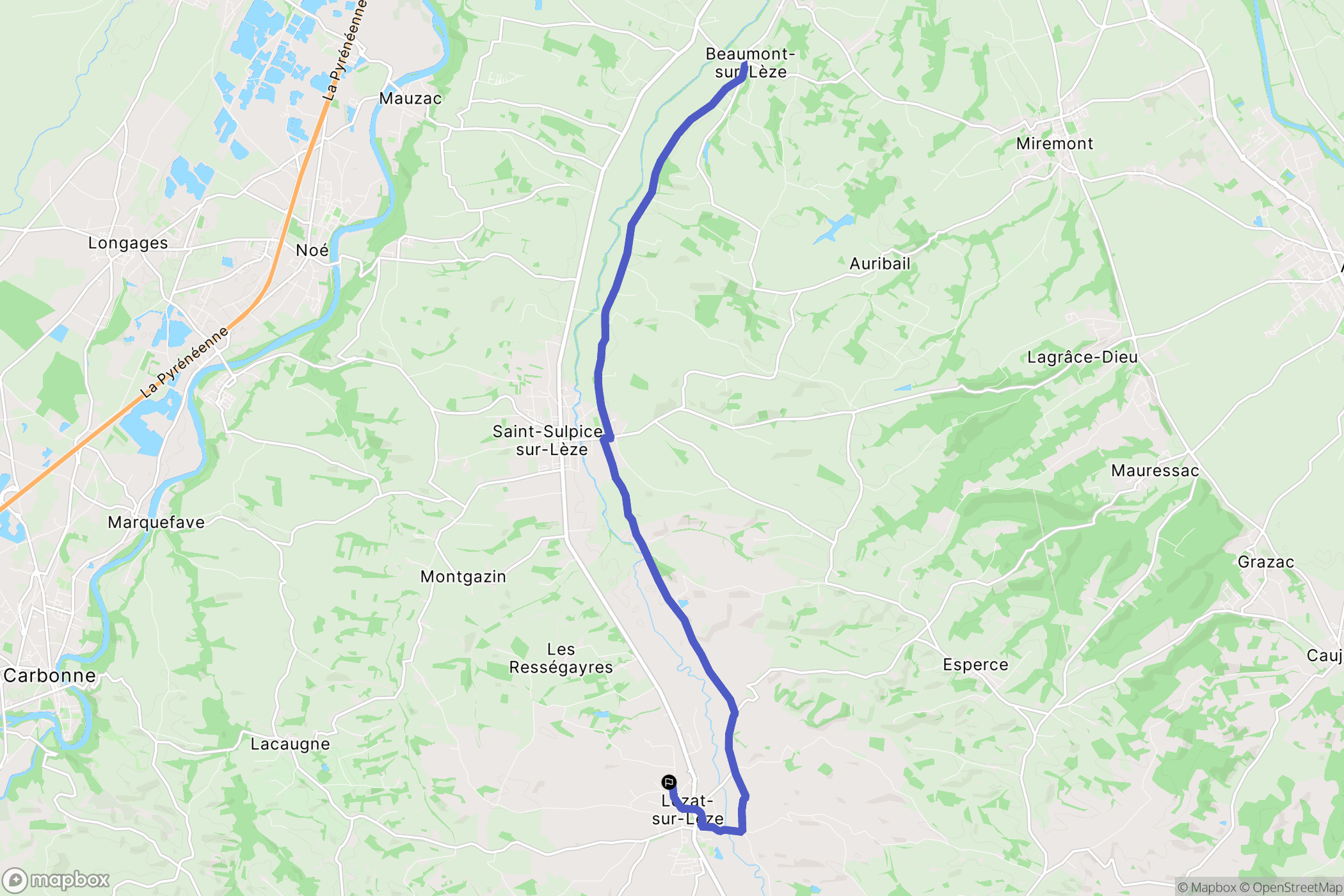 Lézat-sur-Lèze : carte du parcours de randonnée - France