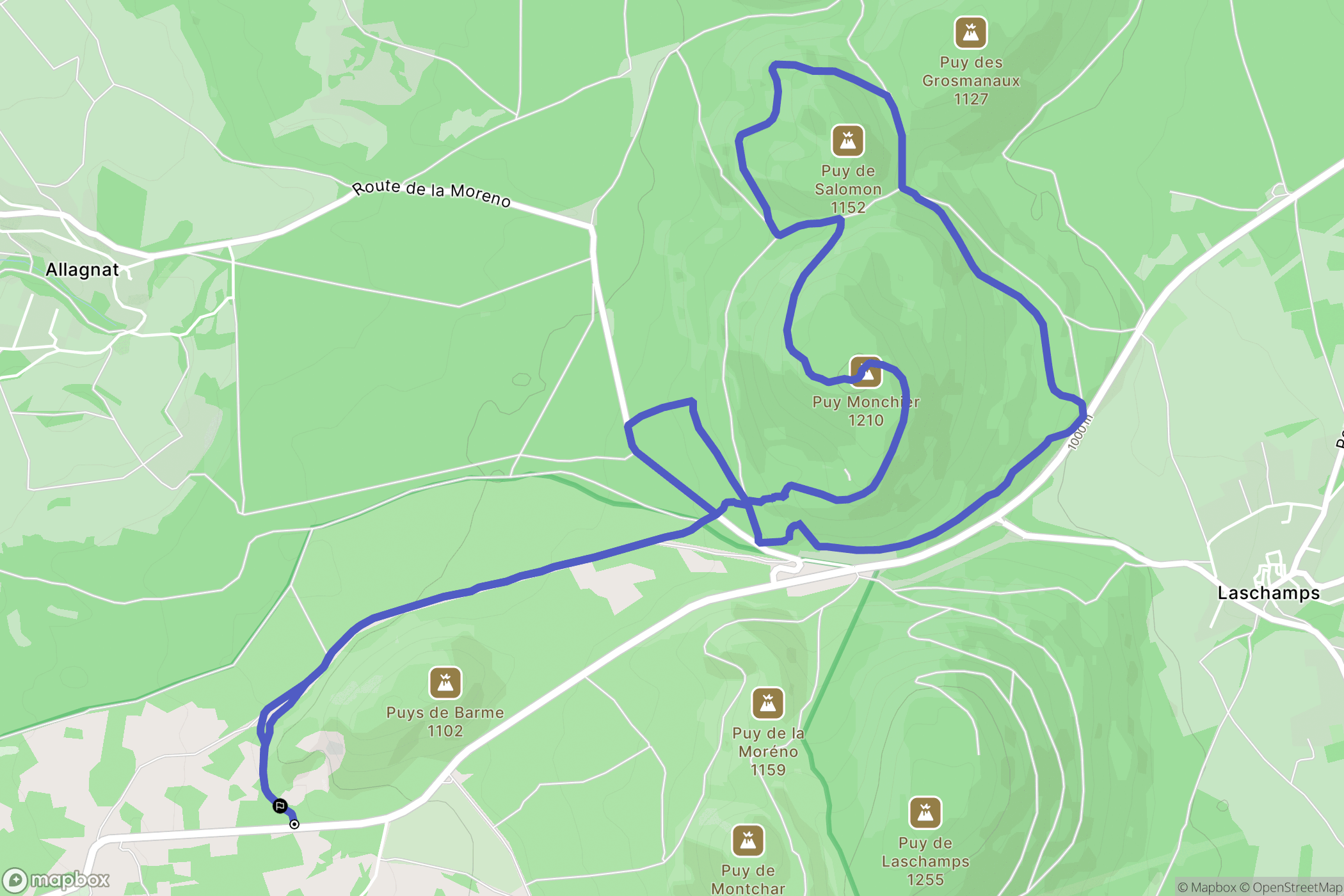 Nébouzat : carte du parcours de randonnée - France