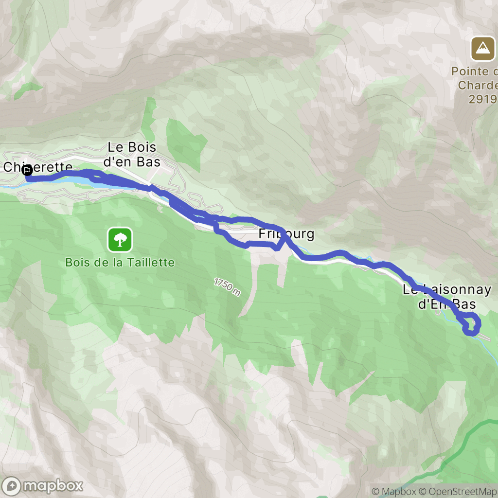 Champagny-en-Vanoise : carte du parcours de randonnée - France