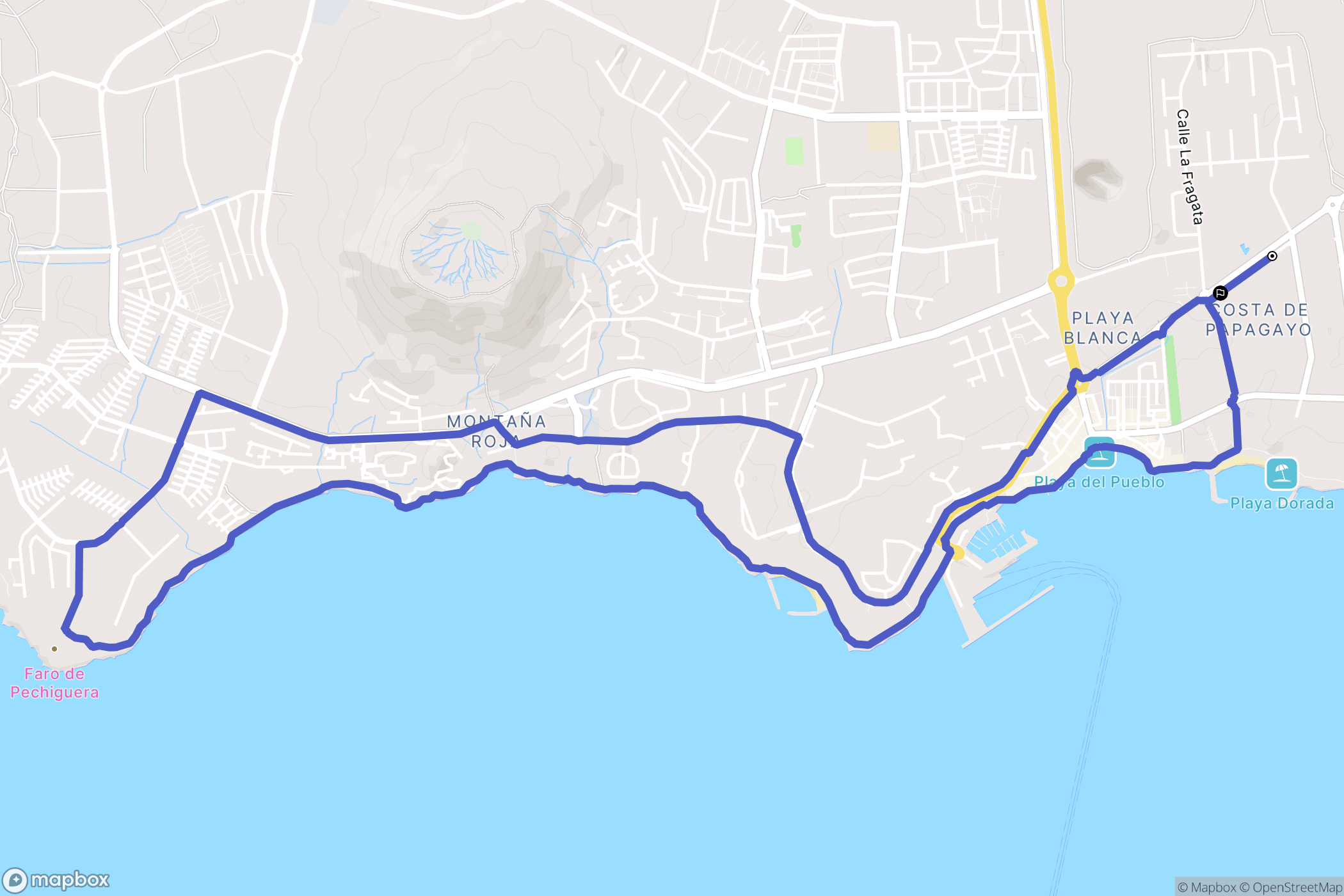Playa Blanca : carte du parcours de randonnée - Spain