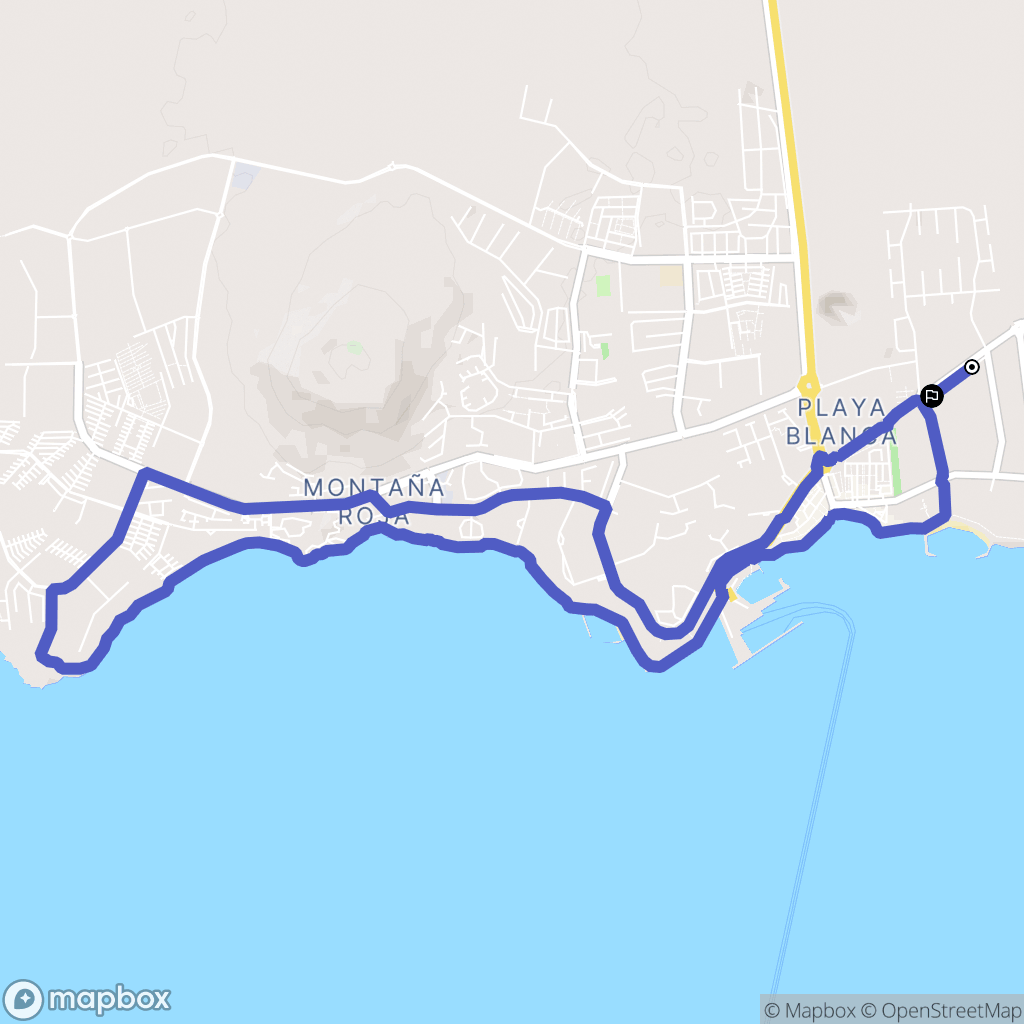 Playa Blanca : carte du parcours de randonnée - Spain