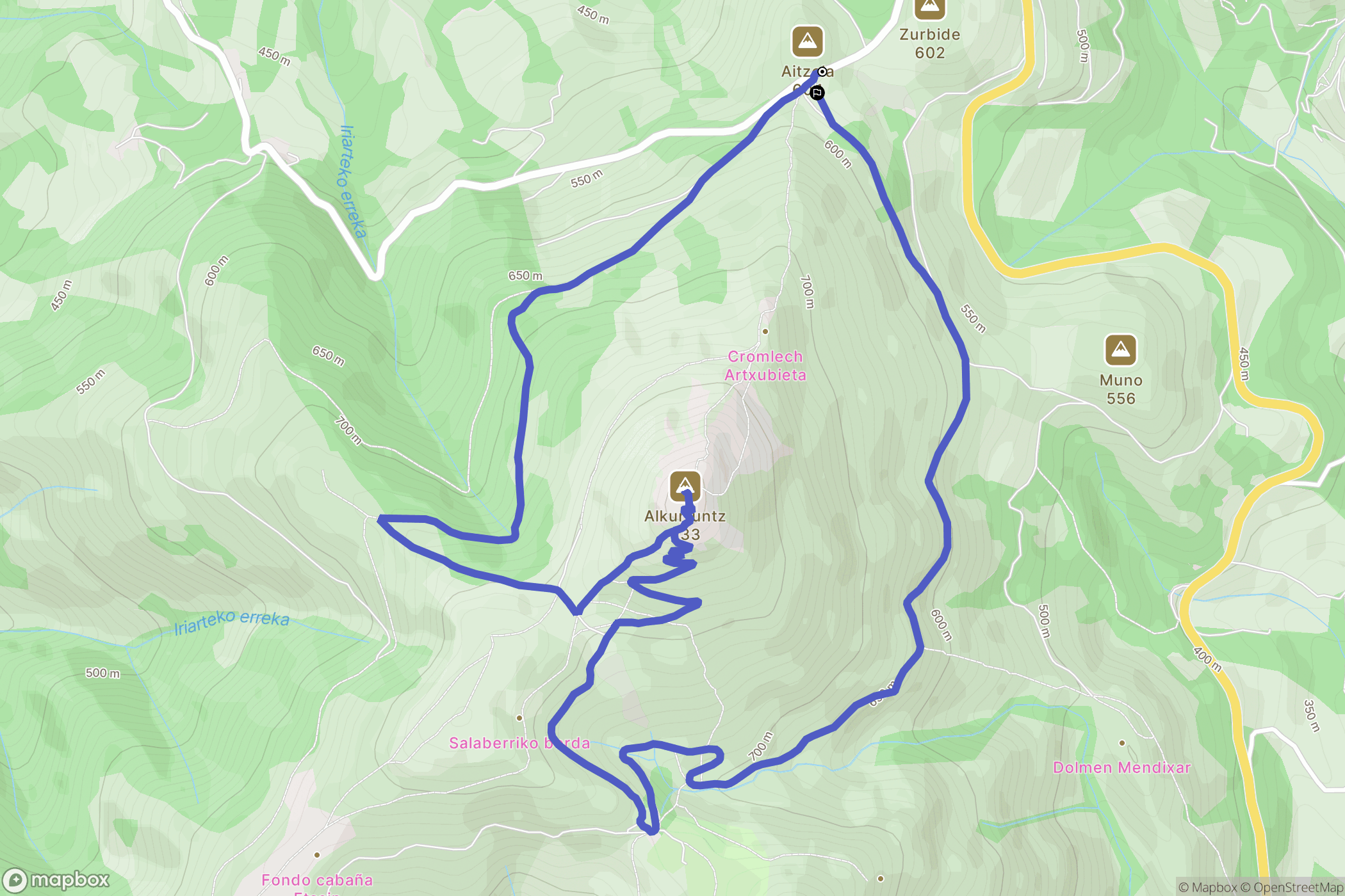 Amaiur-Maya : carte du parcours de randonnée - Spain
