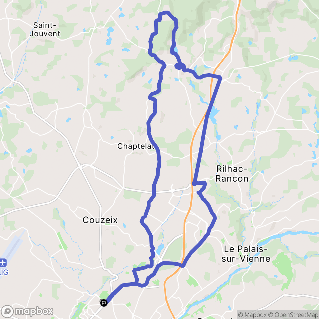 Limoges : carte du parcours de randonnée - France