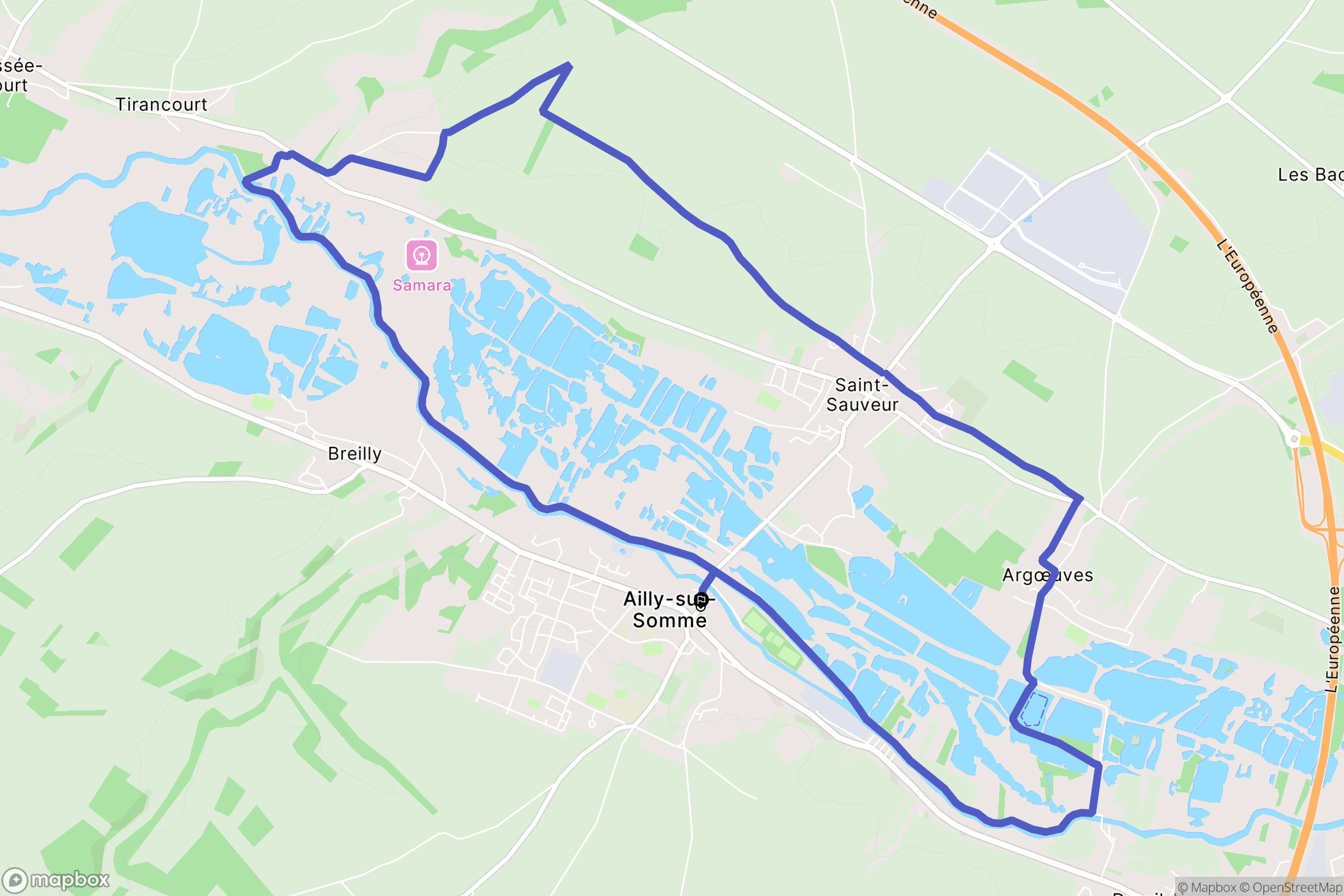 Ailly-sur-Somme : carte du parcours de randonnée - France