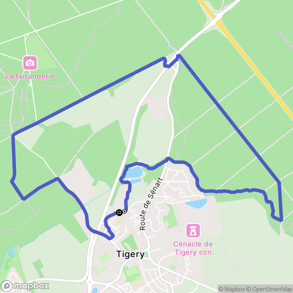 Tigery : carte du parcours de randonnée - France