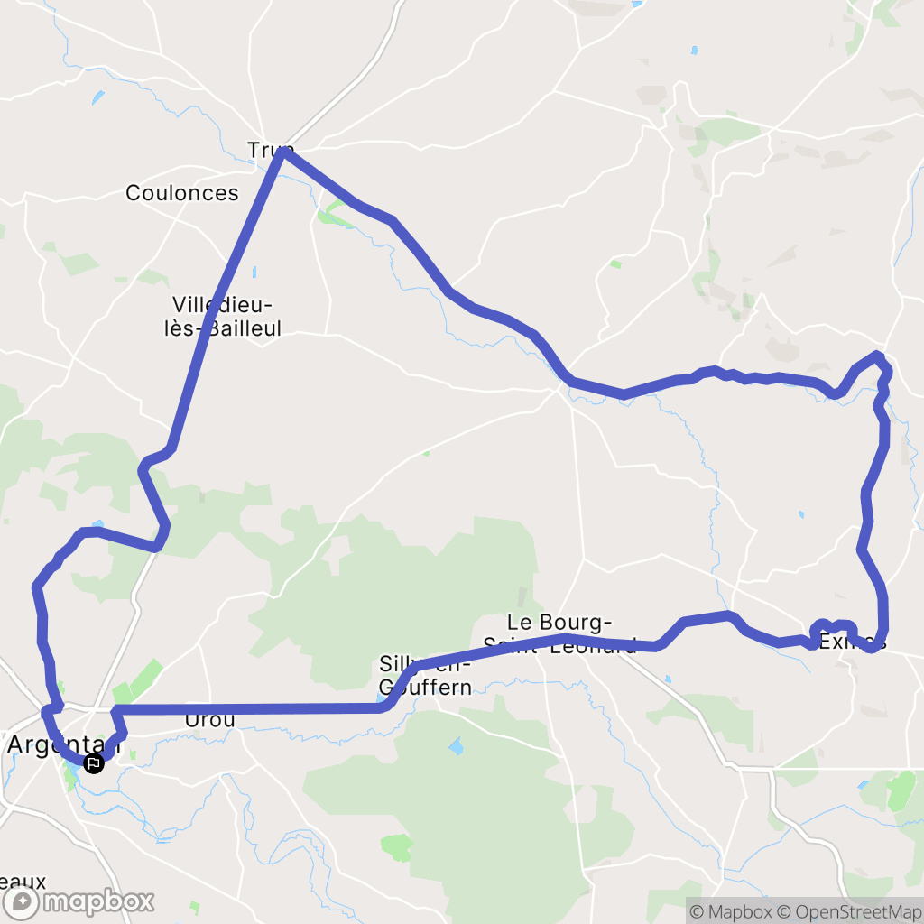 Argentan : carte du parcours de randonnée - France