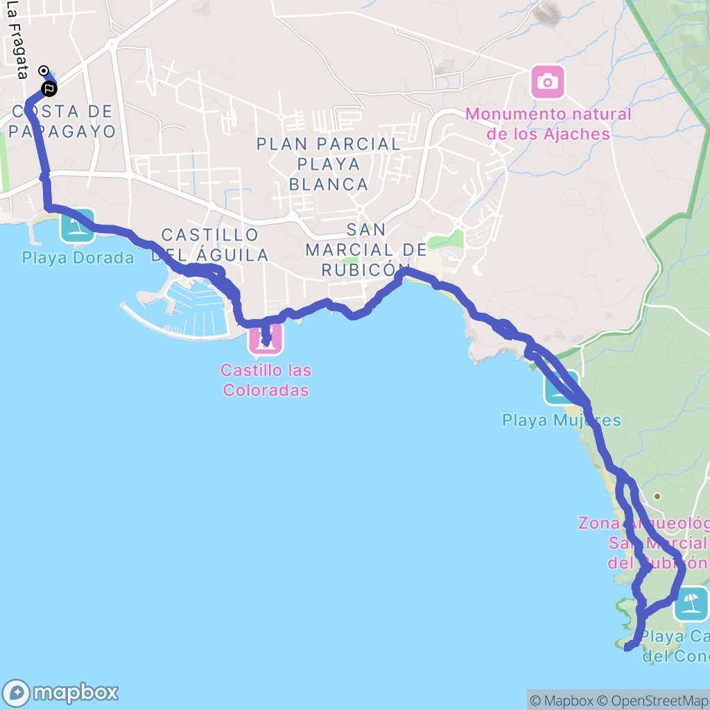 Playa Blanca : carte du parcours de randonnée - Spain