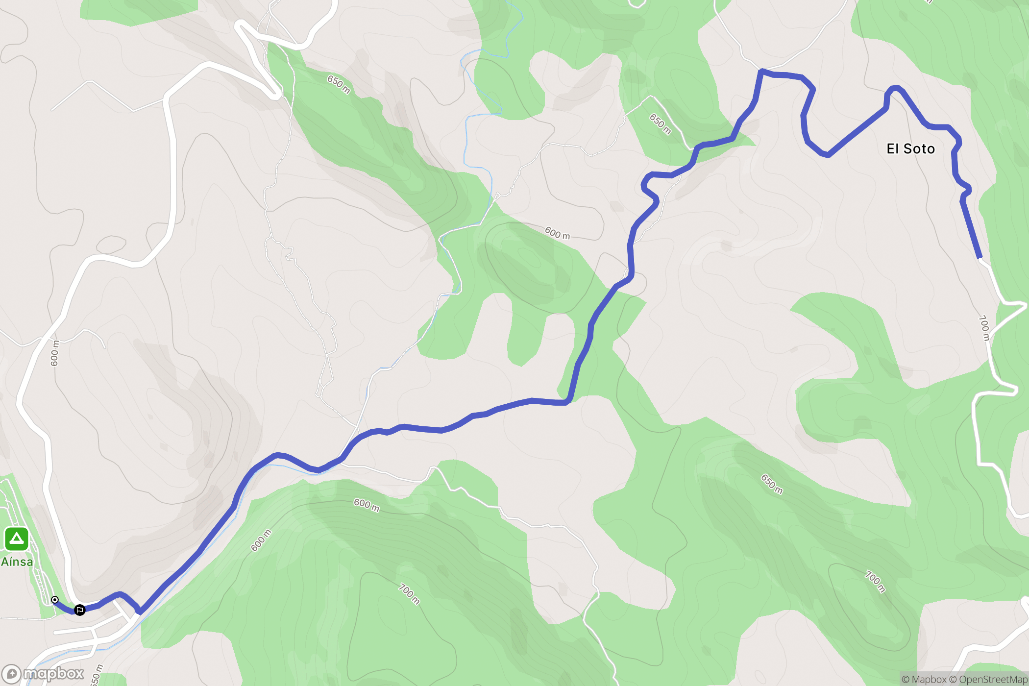 El Pueyo de Araguás : carte du parcours de randonnée - Spain