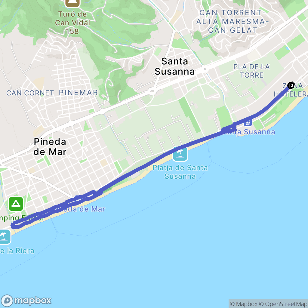 Santa Susanna : carte du parcours de randonnée - Spain