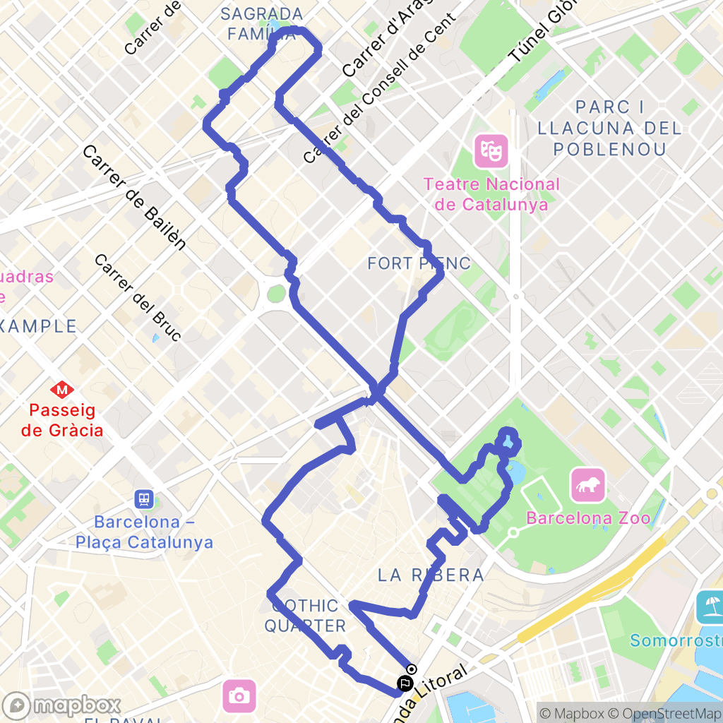 Barcelona : carte du parcours de randonnée - Spain
