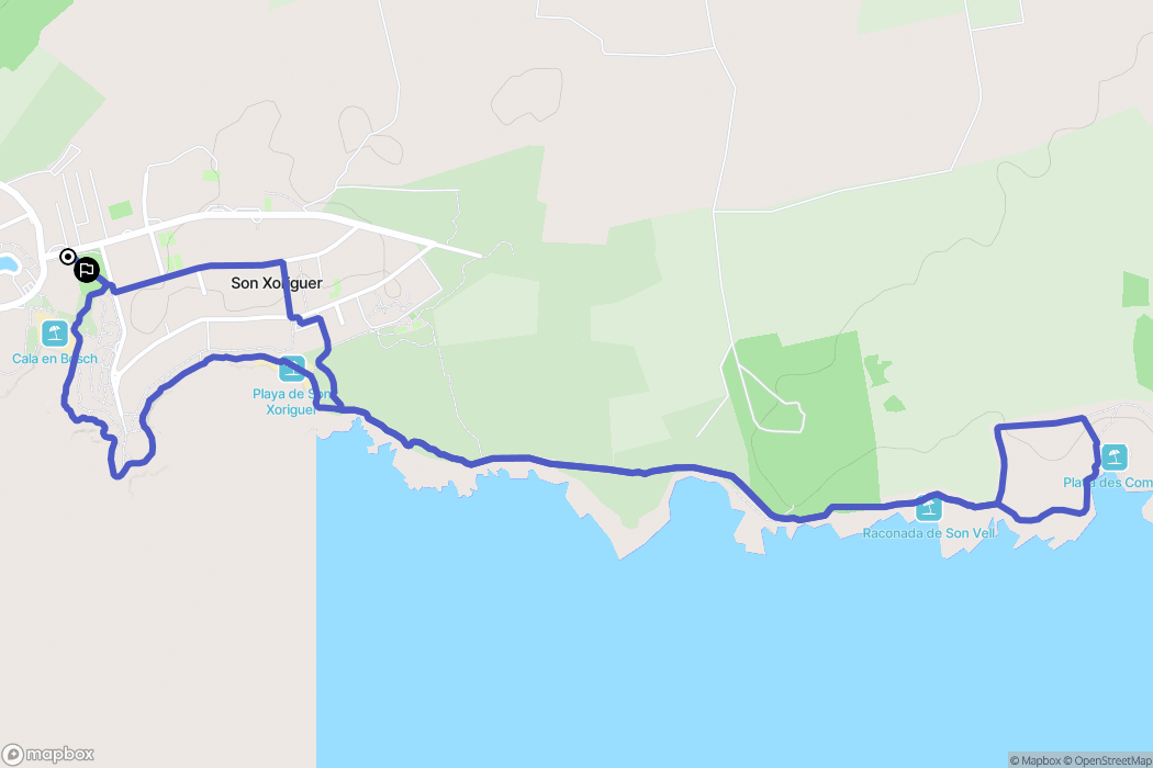 Cala en Bosc : carte du parcours de randonnée - Spain