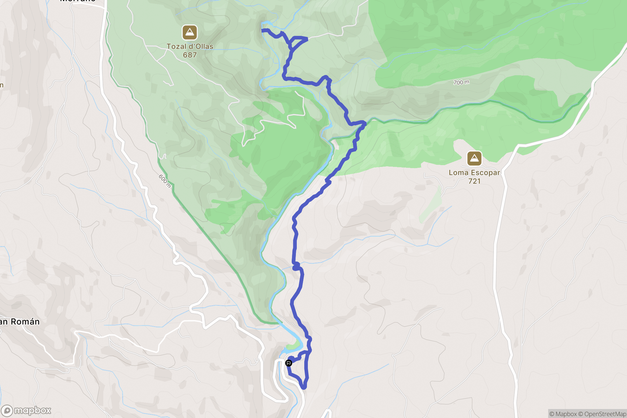 Bierge : carte du parcours de randonnée - Spain