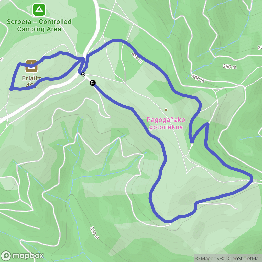 Endarlatsa : carte du parcours de randonnée - Spain