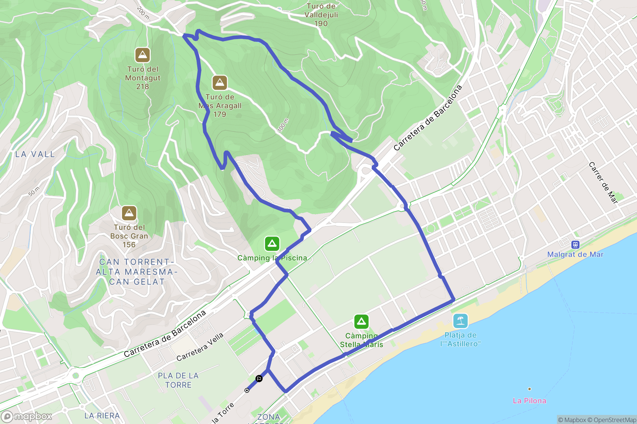 Santa Susanna : carte du parcours de randonnée - Spain
