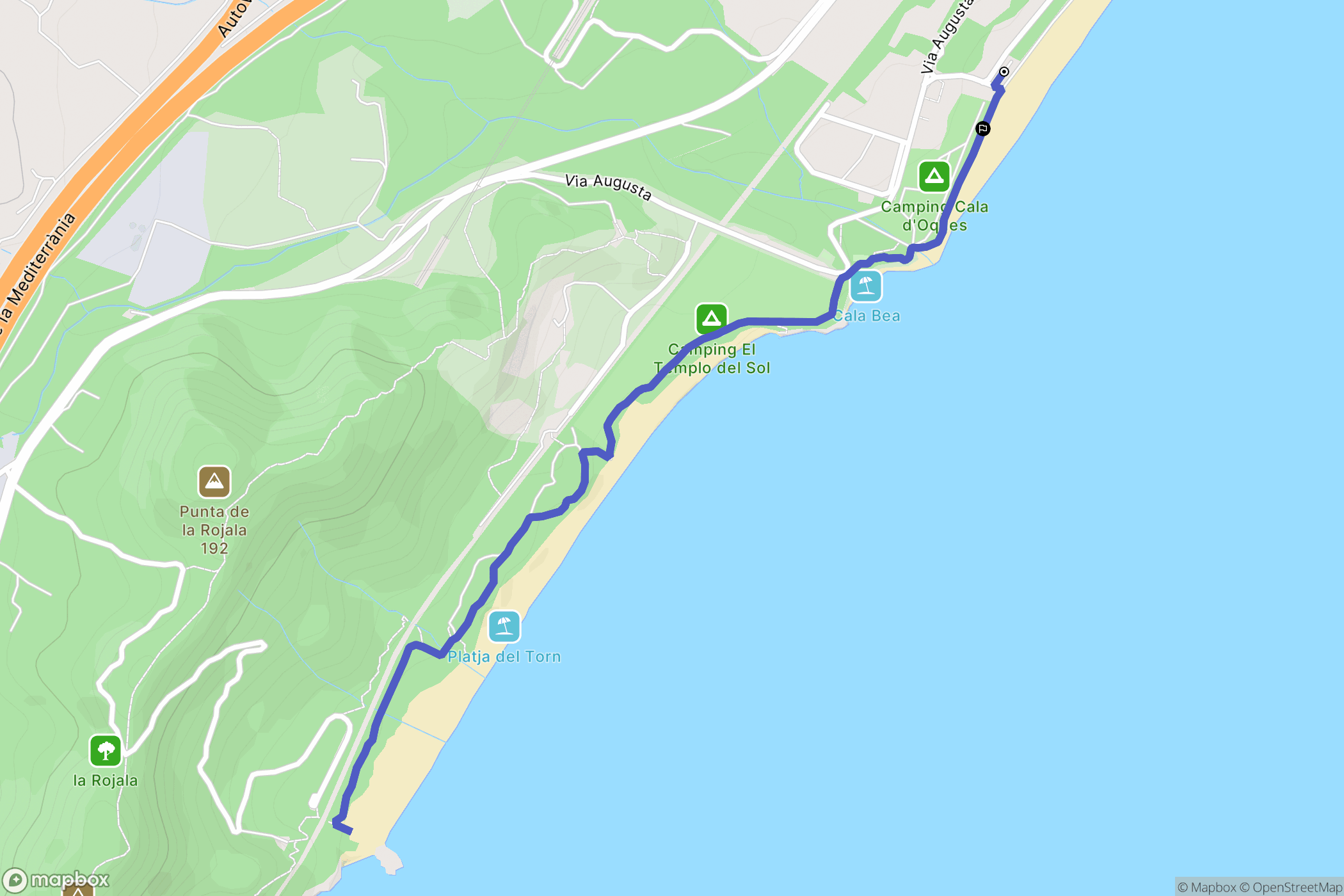 L'Hospitalet de l'Infant : carte du parcours de randonnée - Spain