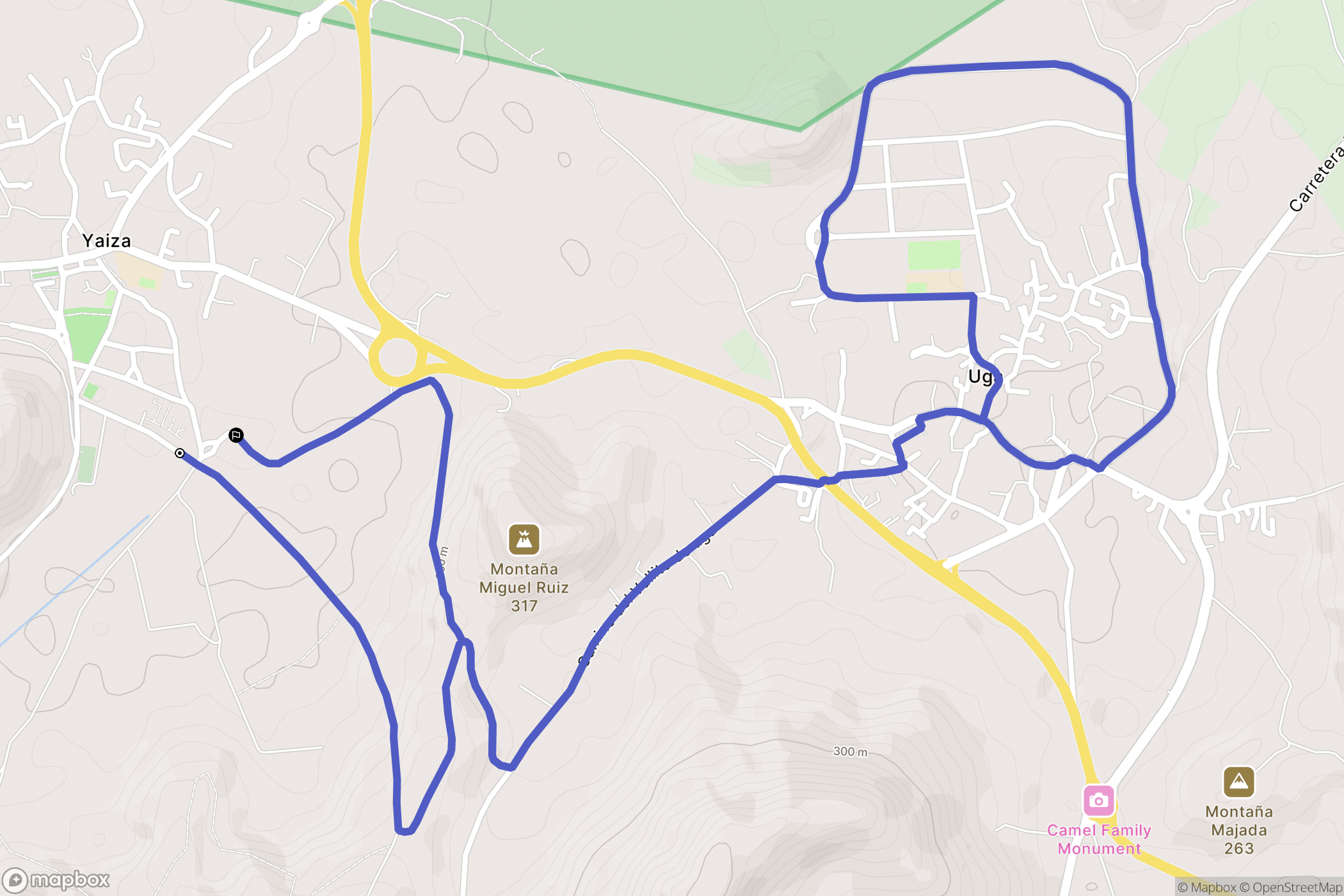 Yaiza : carte du parcours de randonnée - Spain