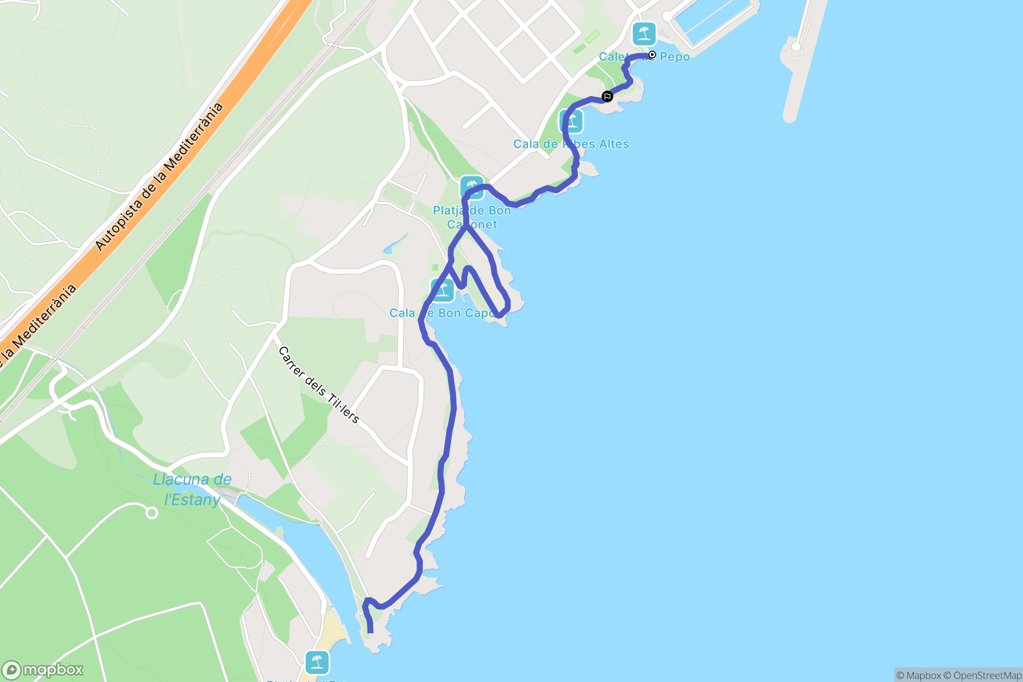 L'Ametlla de Mar : carte du parcours de randonnée - Spain