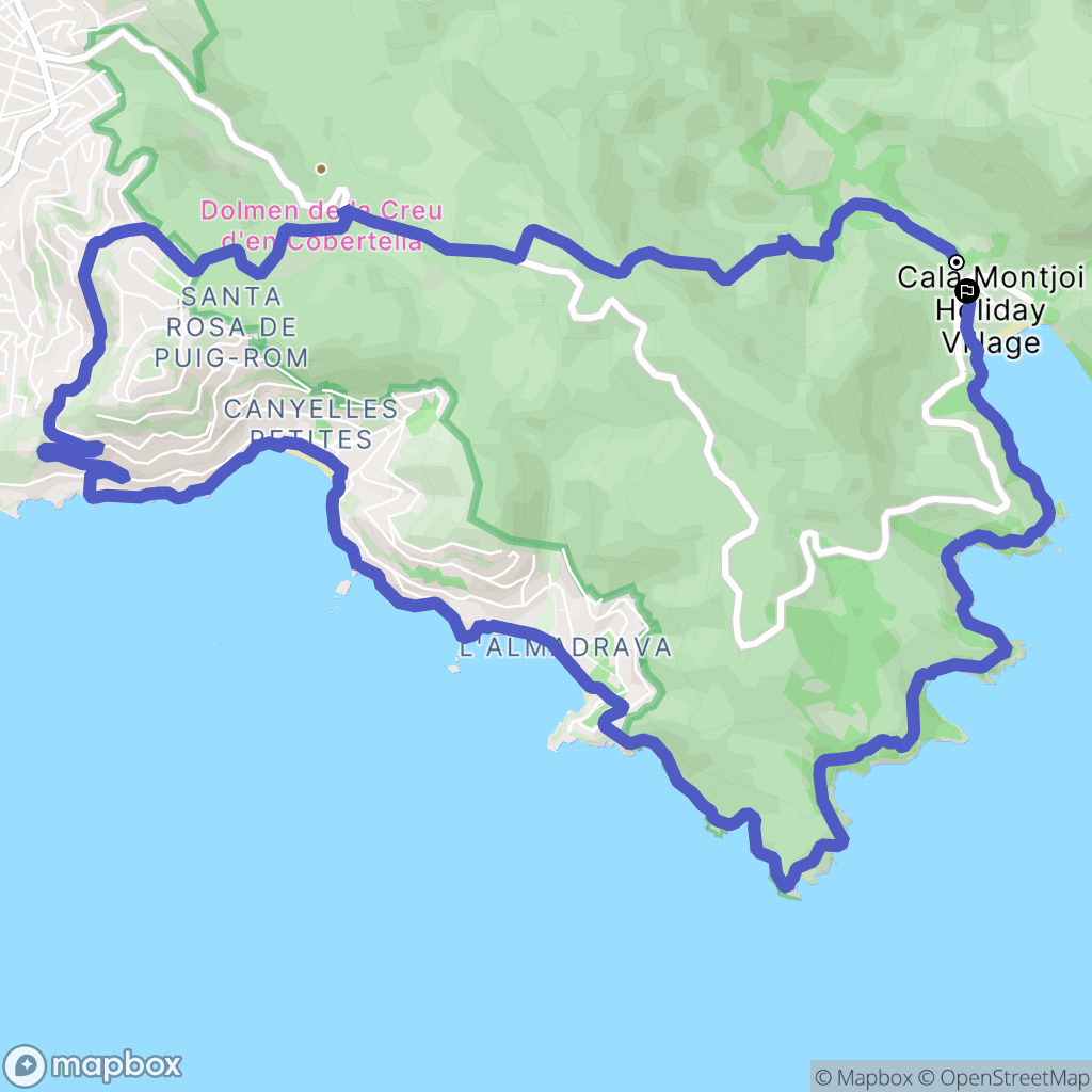 Montjoi : carte du parcours de randonnée - Spain
