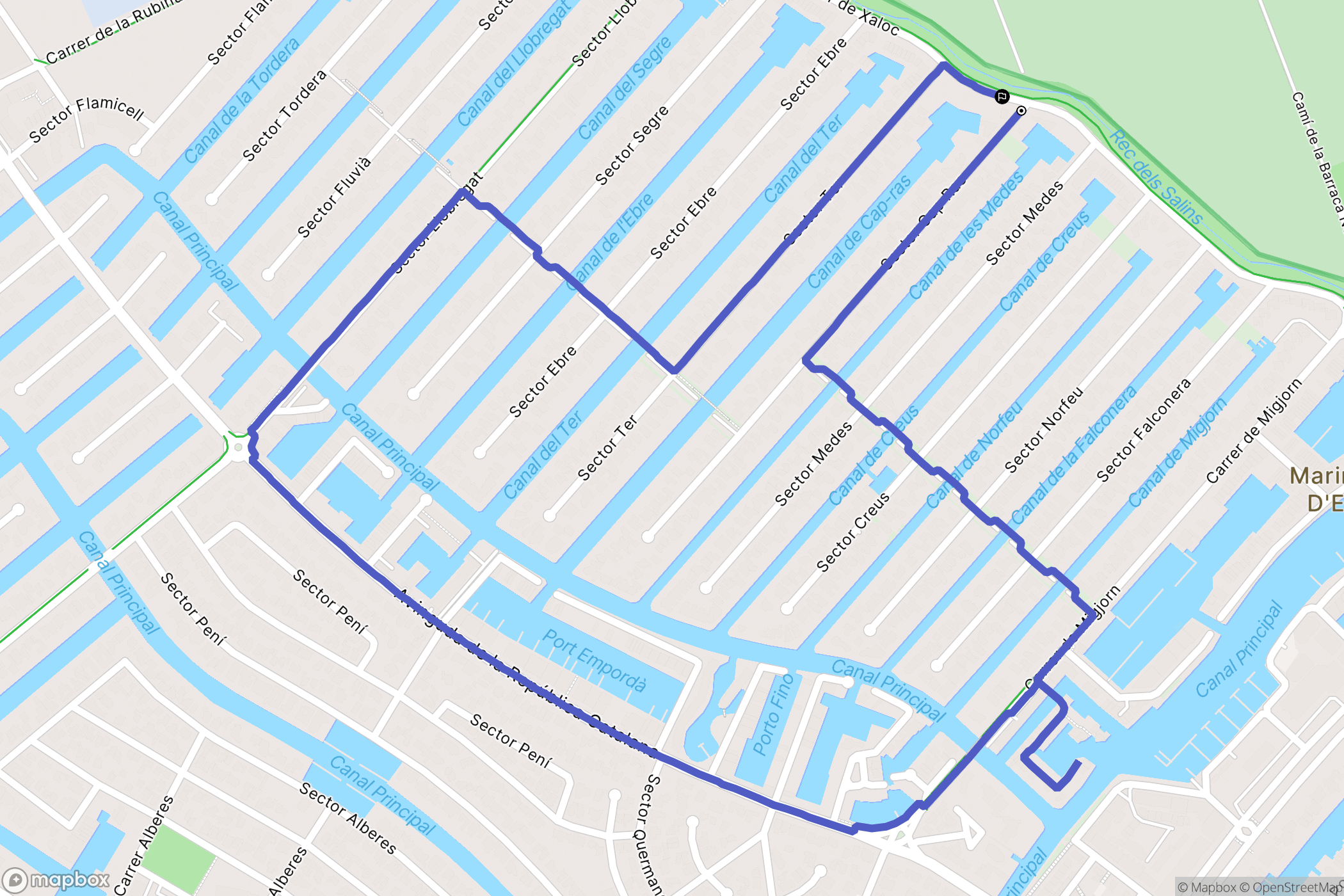 Empuriabrava : carte du parcours de randonnée - Spain