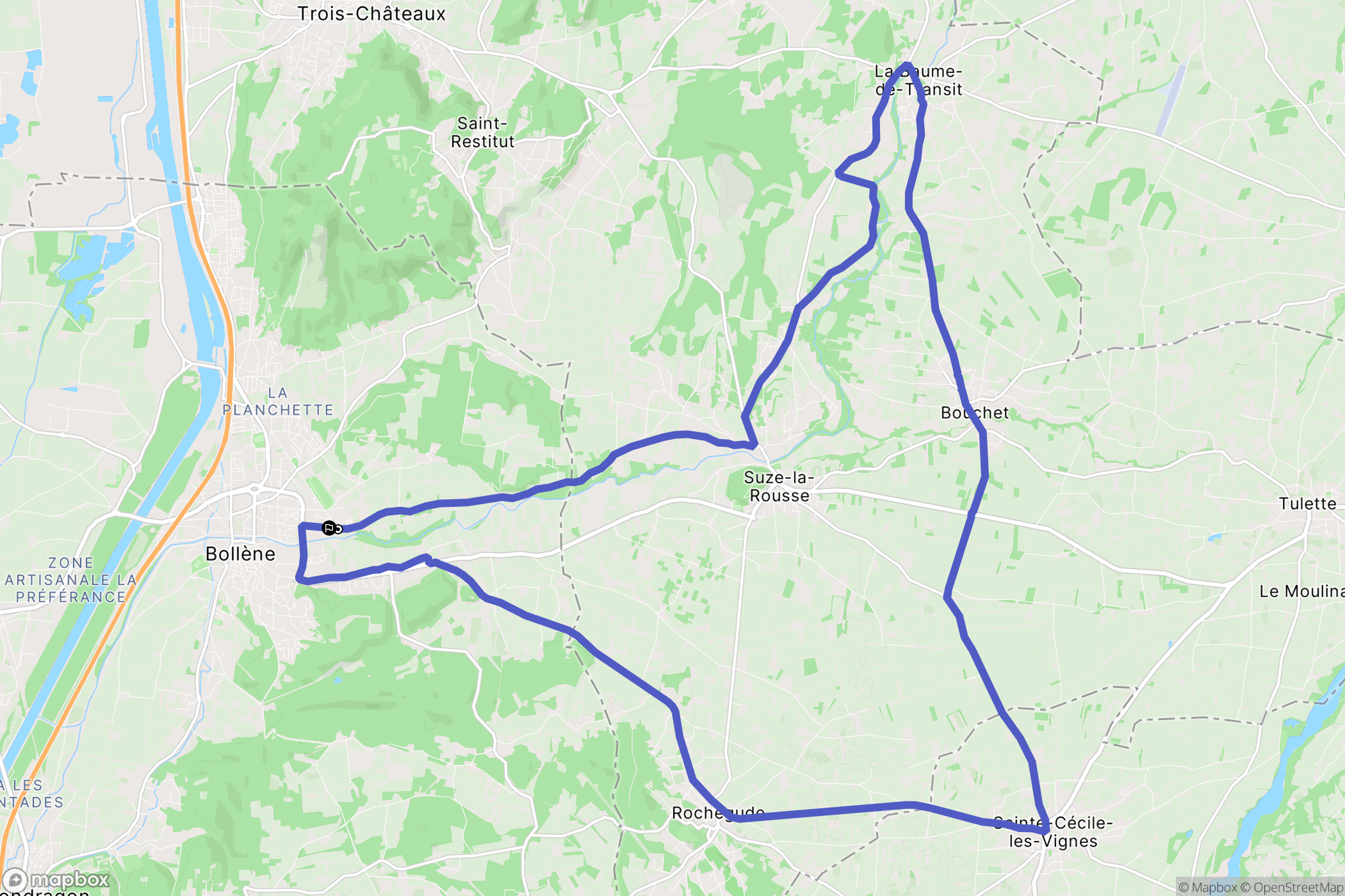 Bollène : carte du parcours de randonnée - France