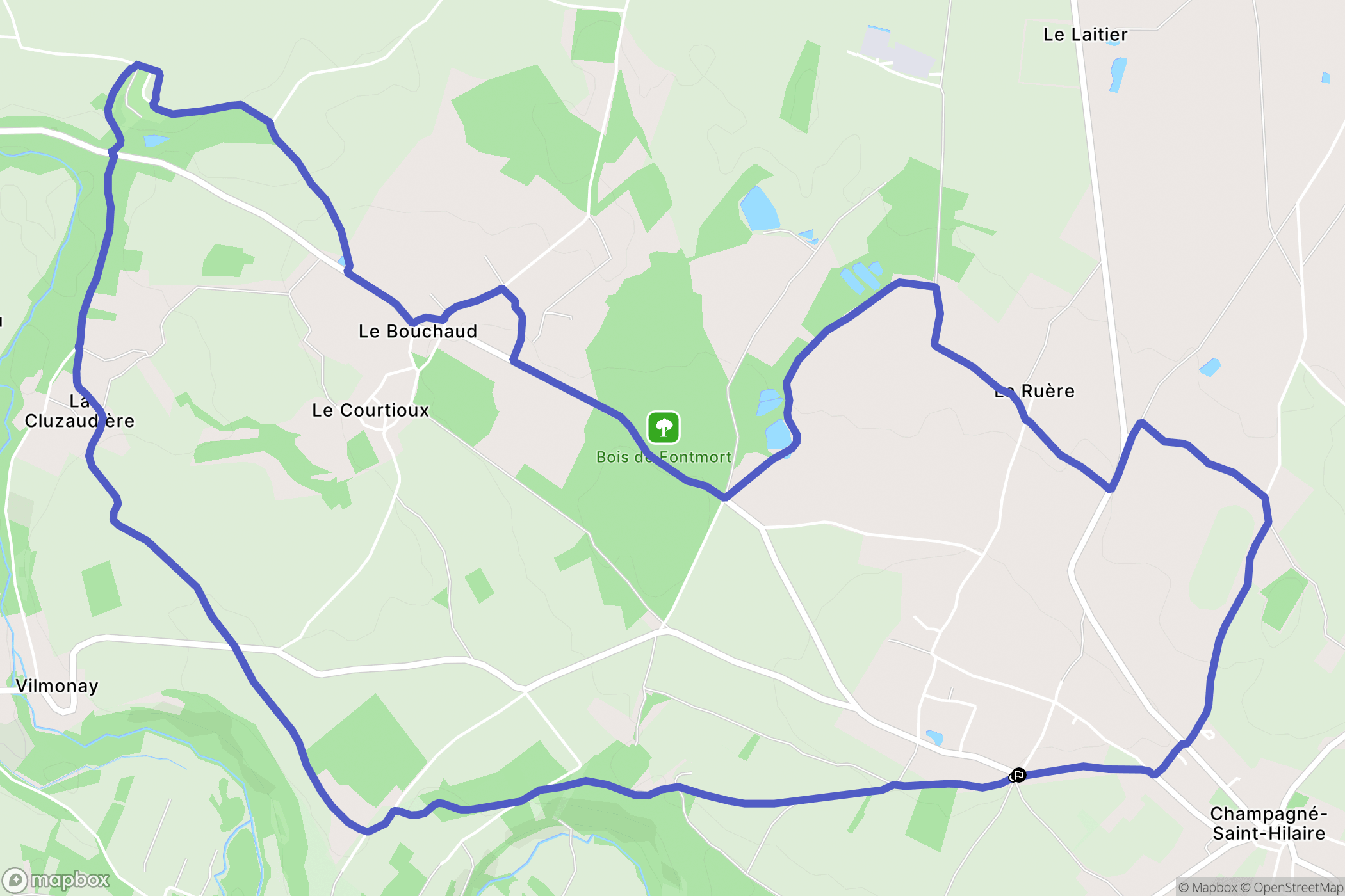 Champagné-Saint-Hilaire : carte du parcours de randonnée - France