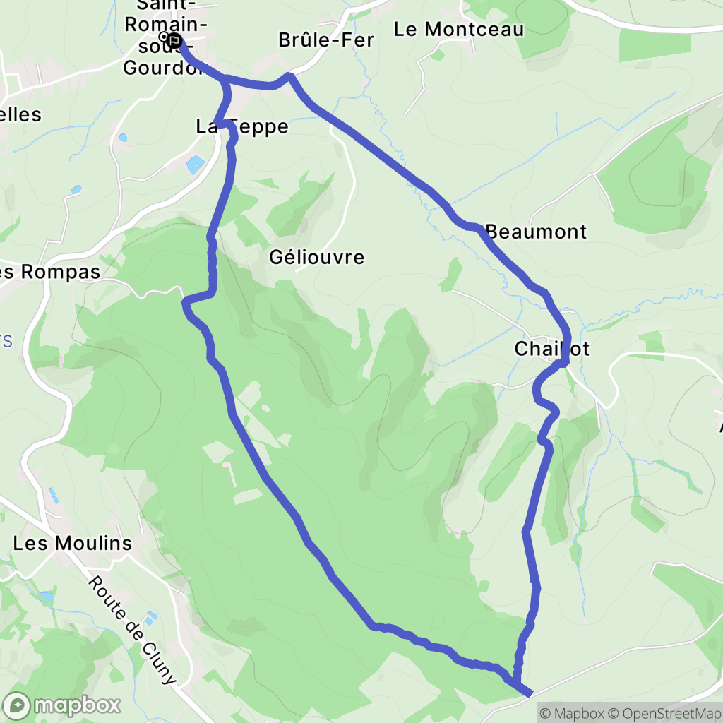Saint-Romain-sous-Gourdon : carte du parcours de randonnée - France