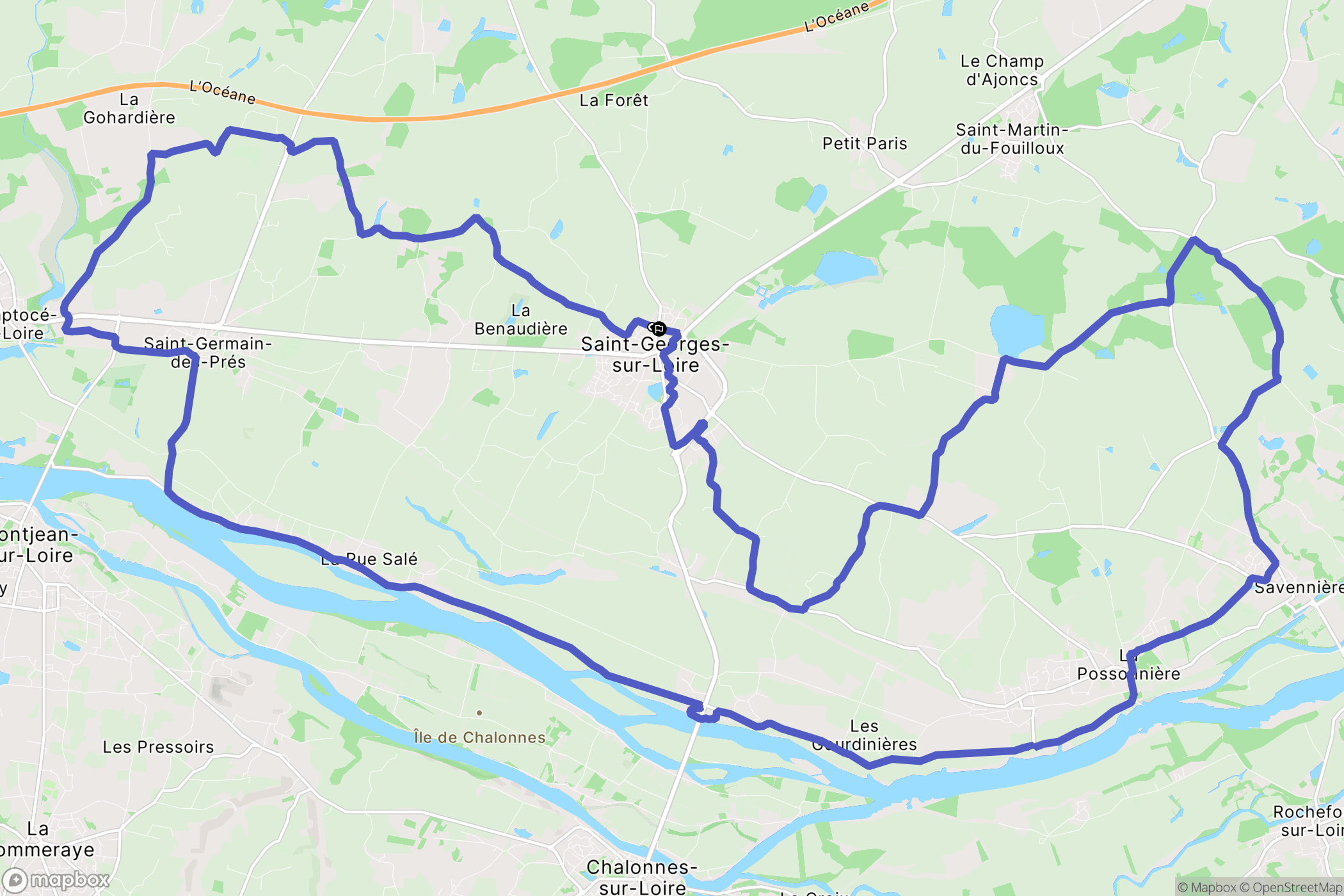 Saint-Georges-sur-Loire : carte du parcours de randonnée - France