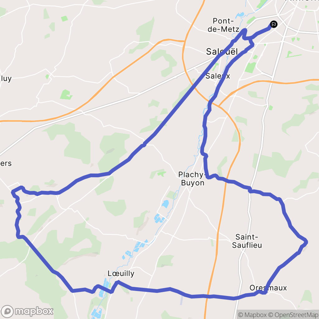 Amiens : carte du parcours de randonnée - France