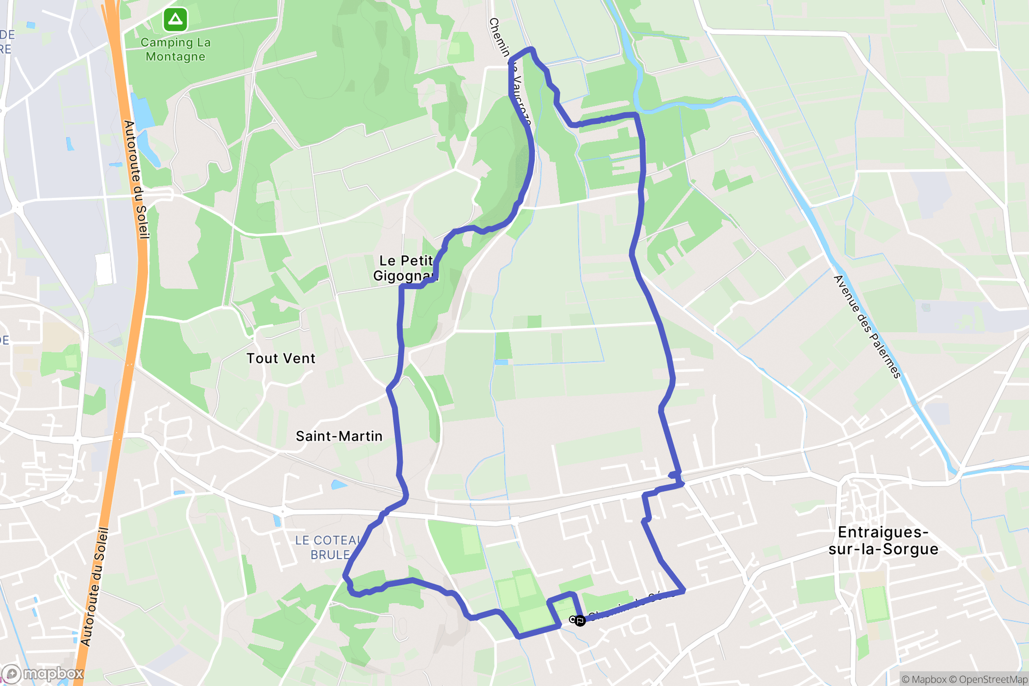 Entraigues-sur-la-Sorgue : carte du parcours de randonnée - France