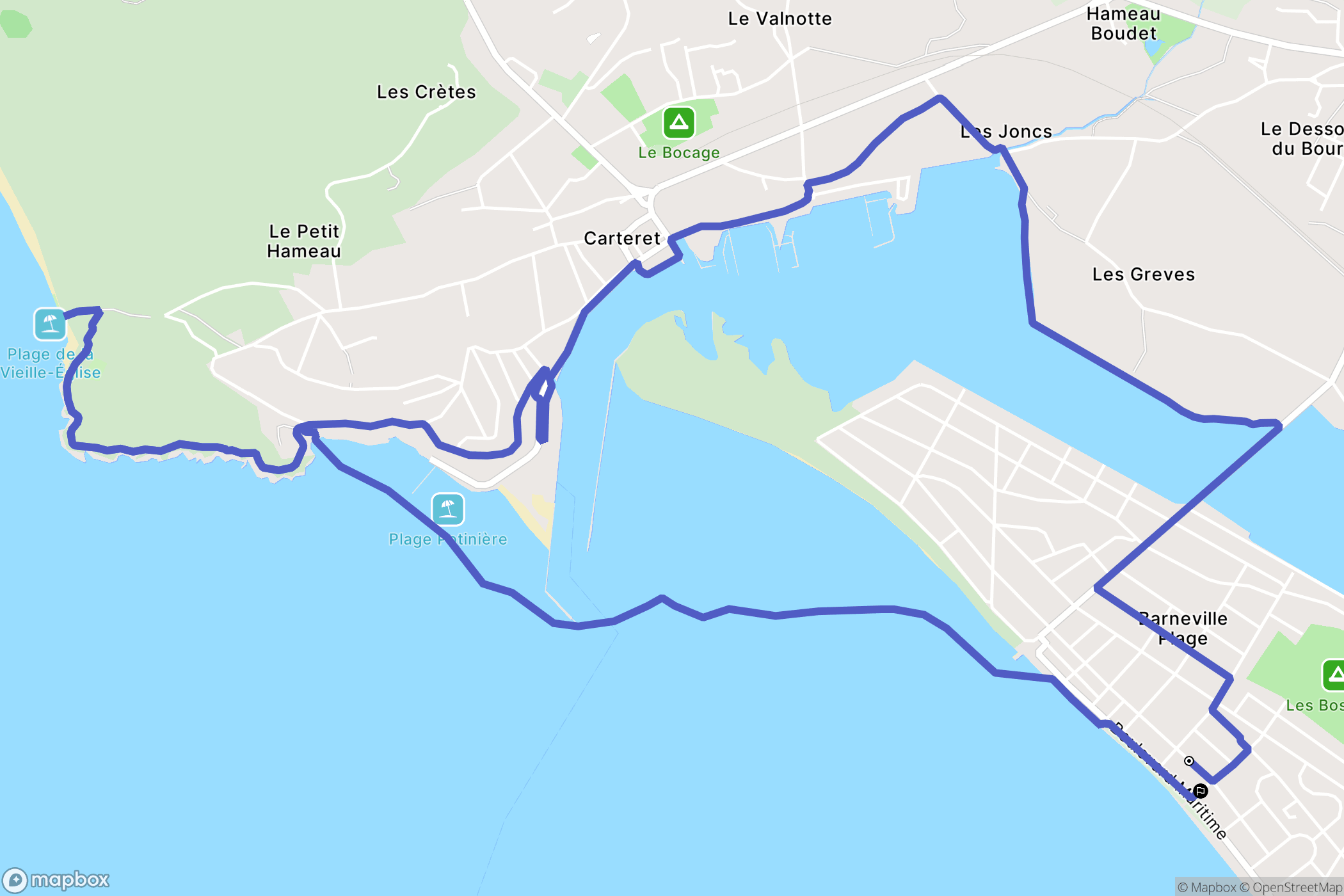 Barneville-Carteret : carte du parcours de randonnée - France
