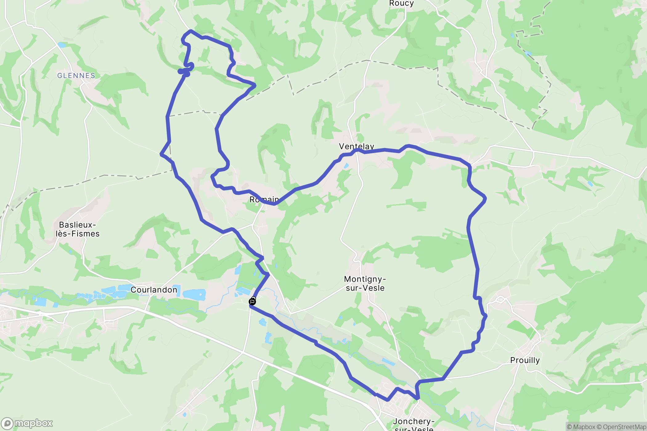 Breuil-sur-Vesle : carte du parcours de randonnée - France